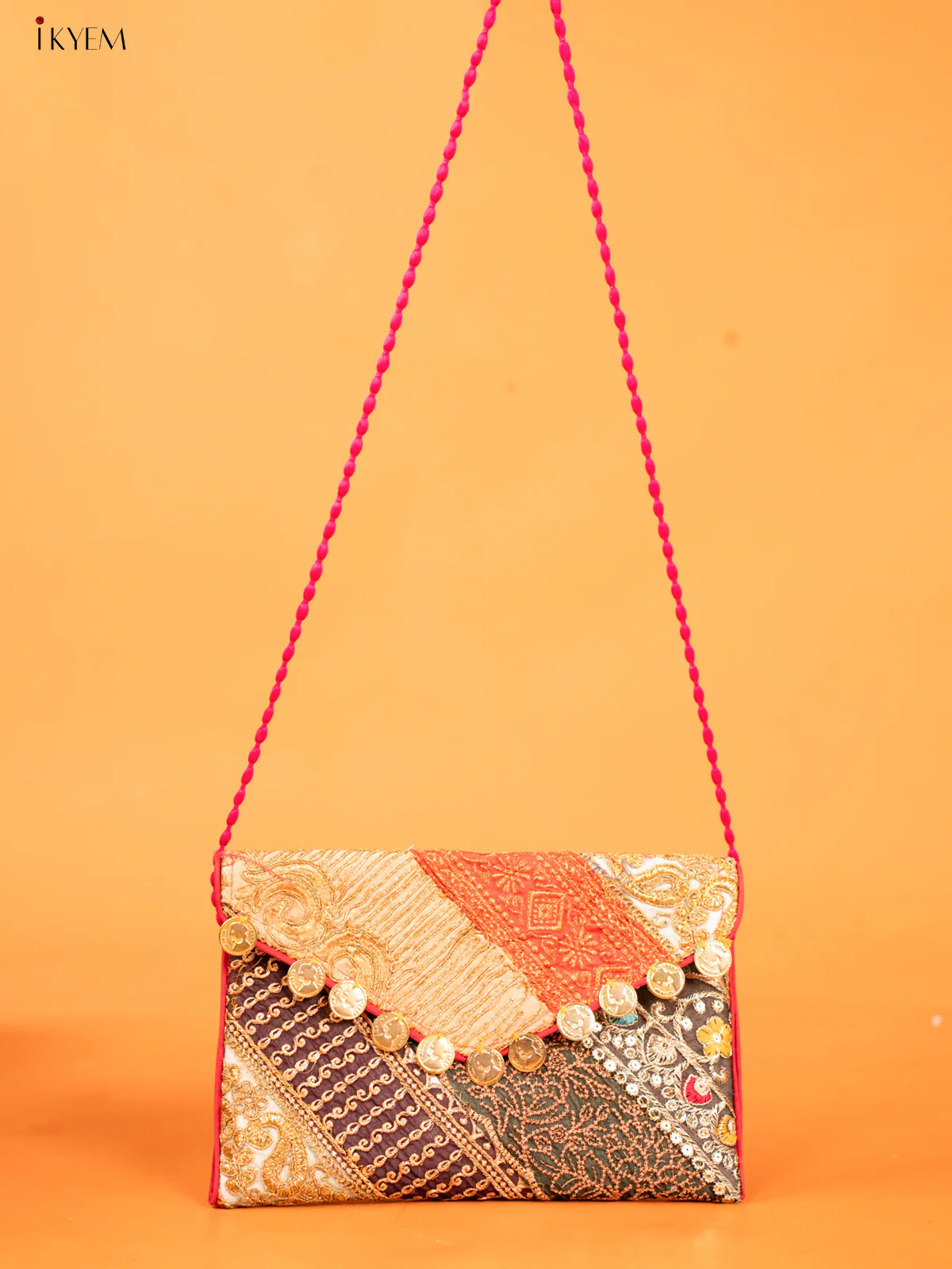 Embroidered Multi color Sling bag - big
