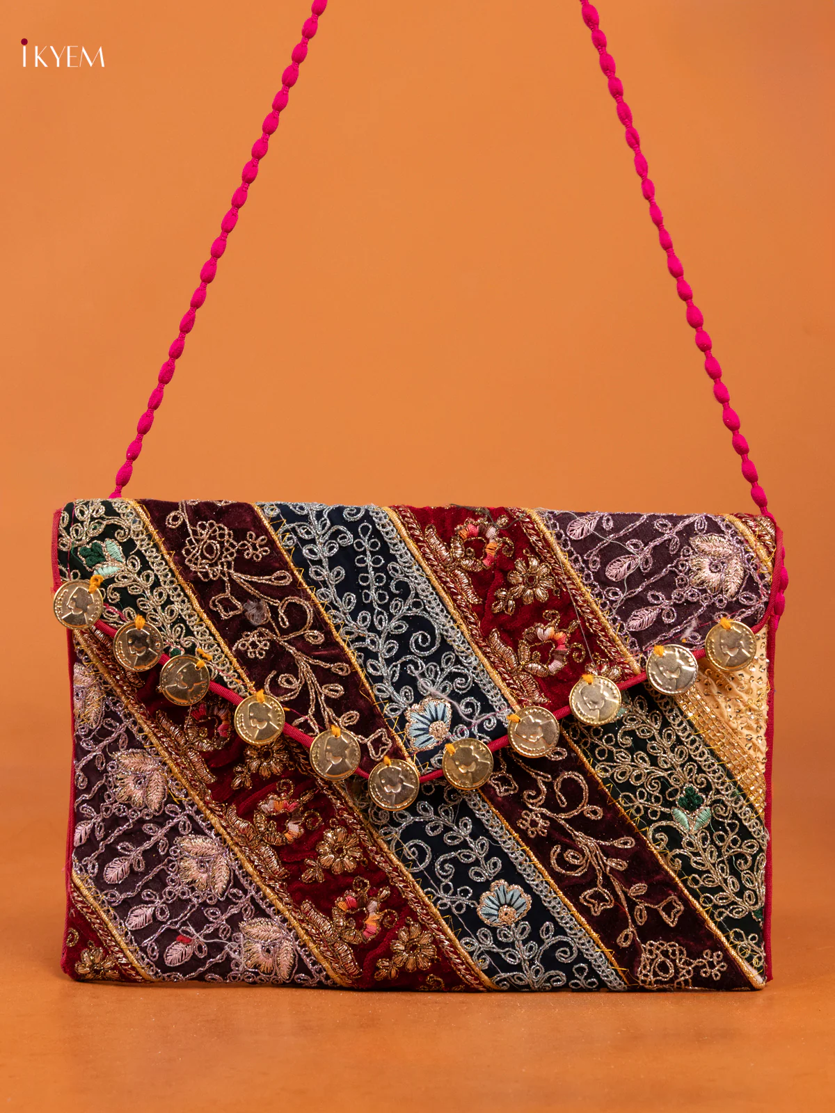 Embroidered Multi color Sling bag - big