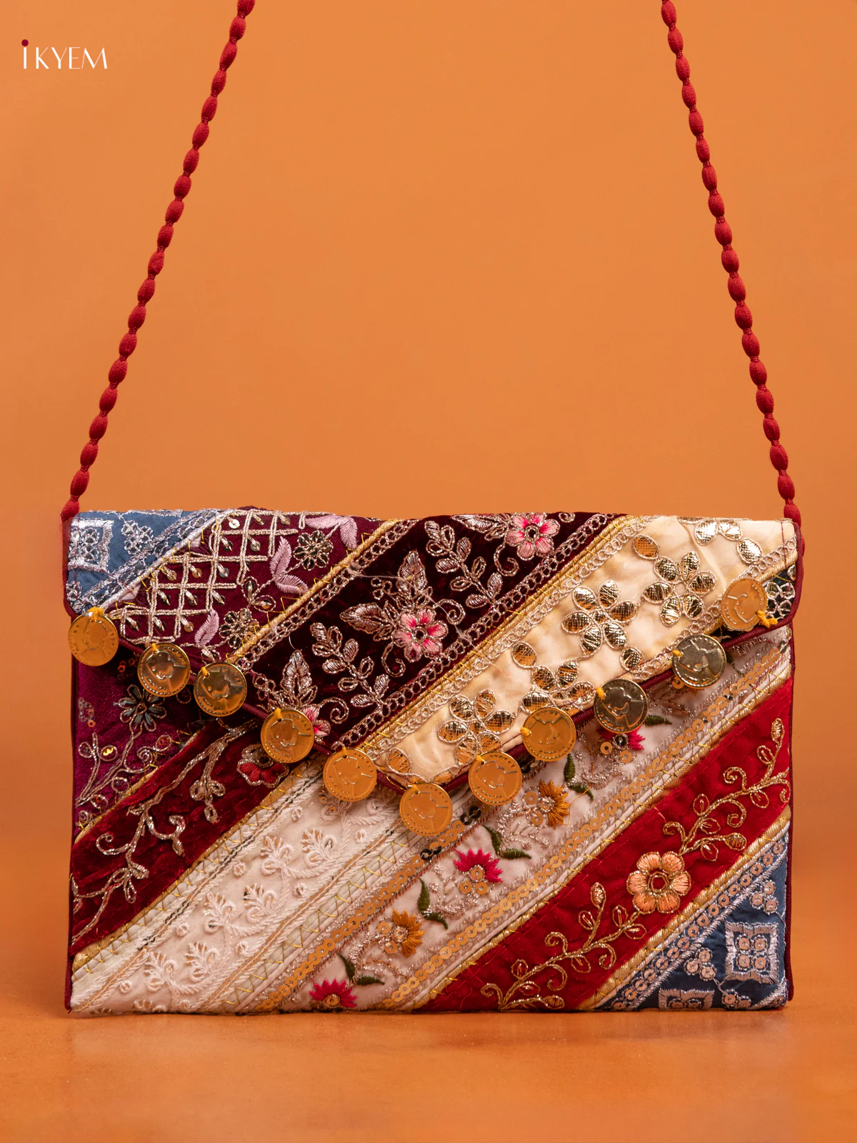 Embroidered Multi color Sling bag - big