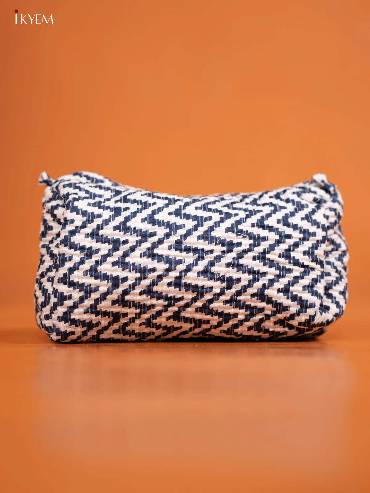 Cotton printed Pouch - Set of 3 - white with Navy Blue - KD26304 - Image 4