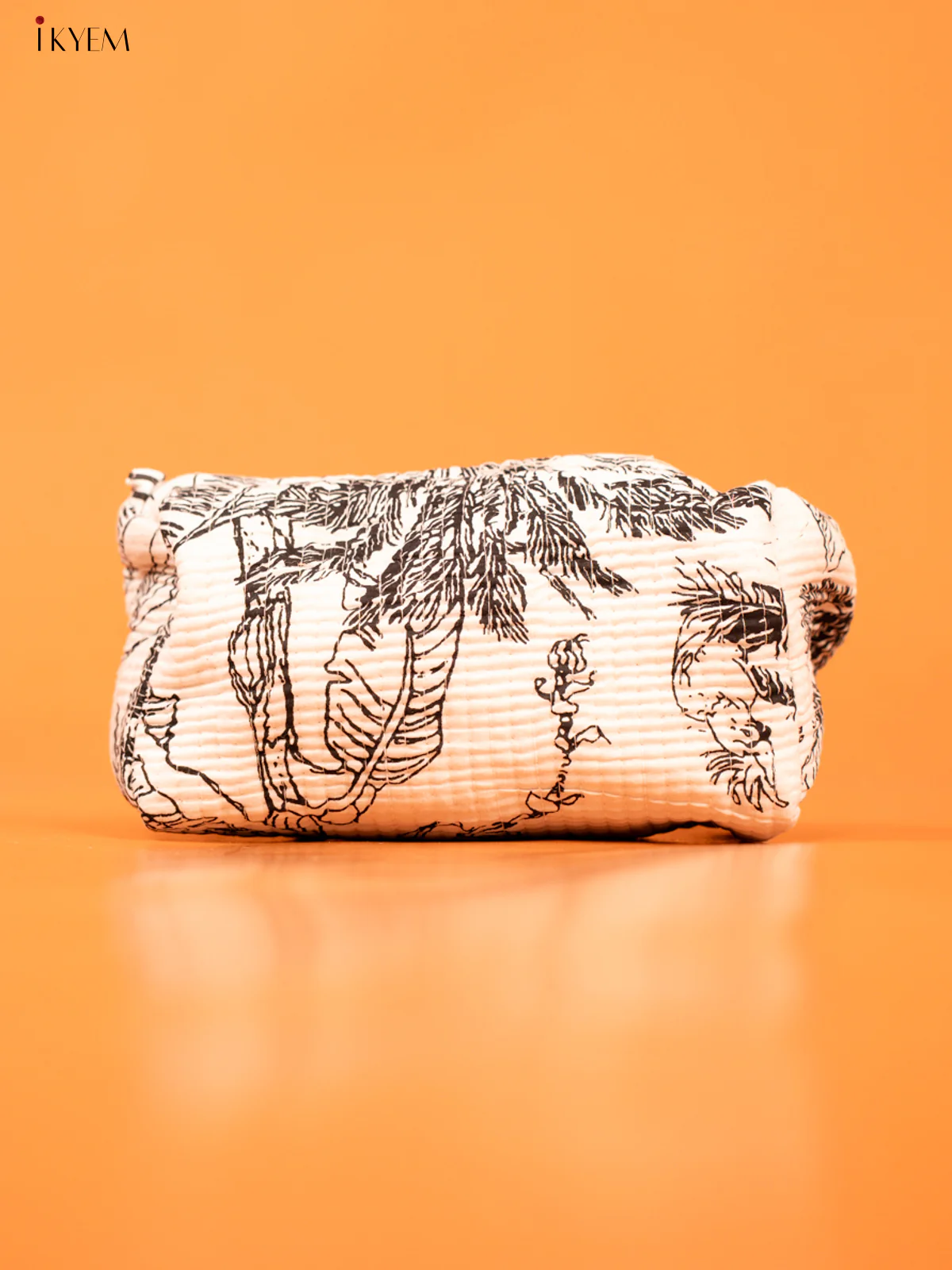 Cotton printed Pouch - Set of 3 - White with Black - KD26312 - Image 2