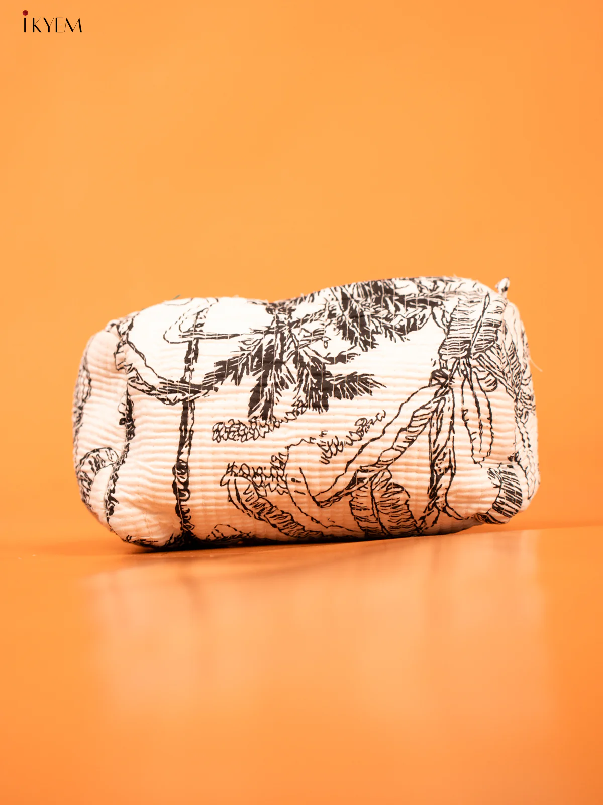 Cotton printed Pouch - Set of 3 - White with Black - KD26312 - Image 3