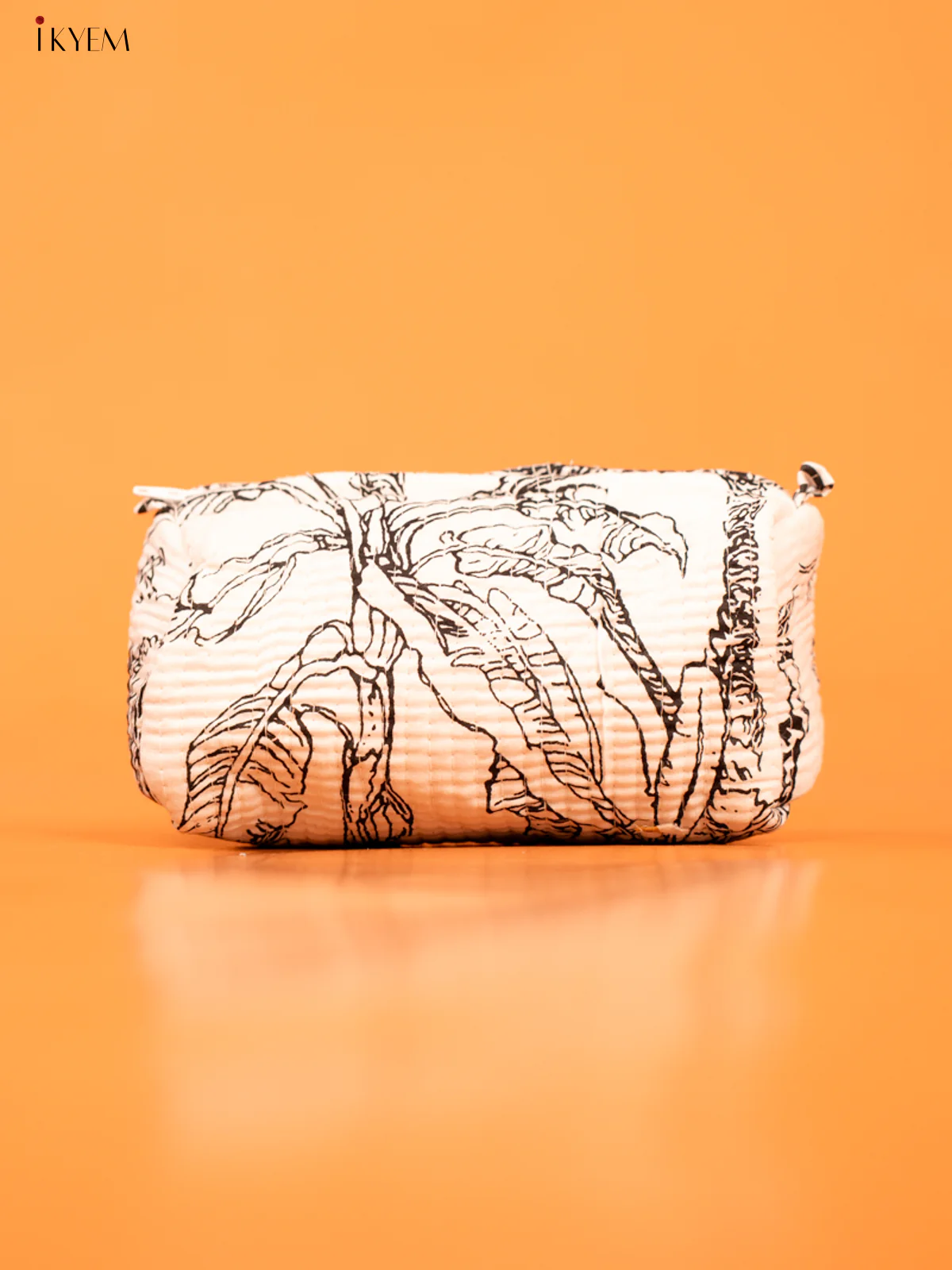 Cotton printed Pouch - Set of 3 - White with Black - KD26312 - Image 5