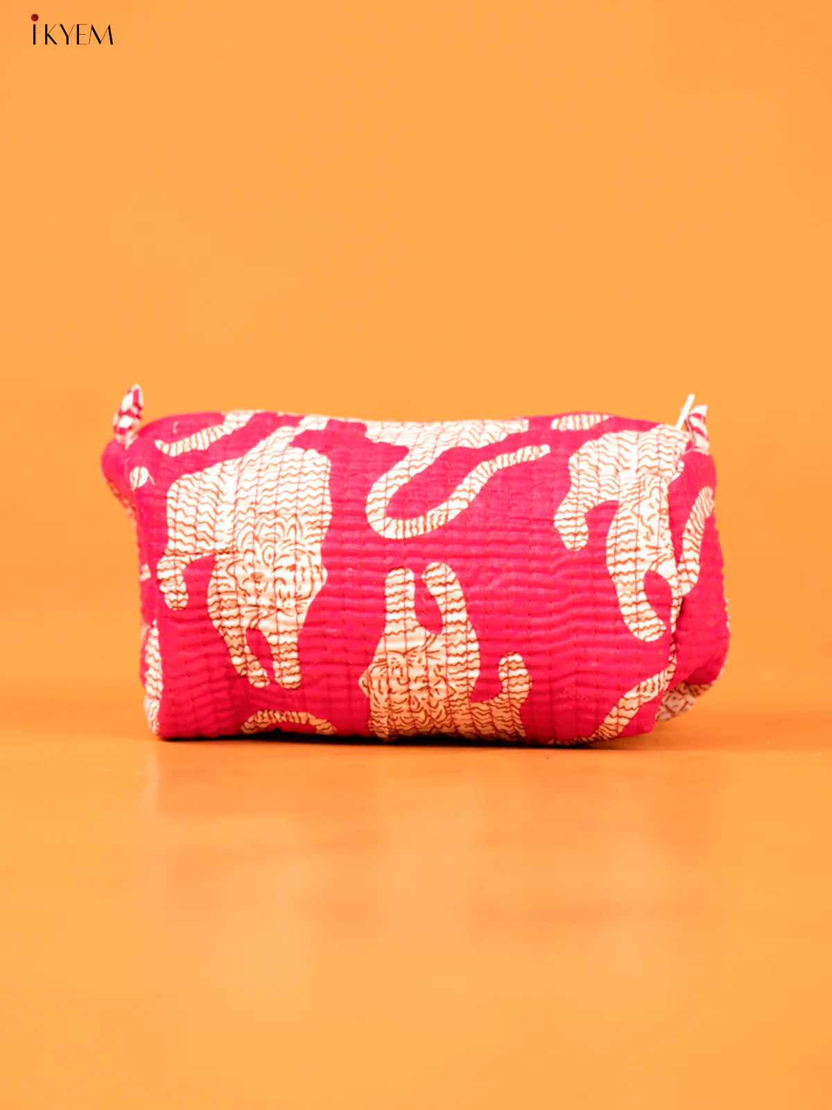 Cotton printed Pouch - Set of 3 - Pink with White - KD26313 - Image 2