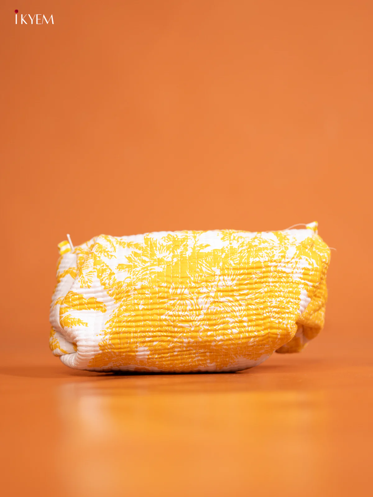 Cotton printed Pouch - Set of 3 - Yellow with White - KD26316 - Image 3