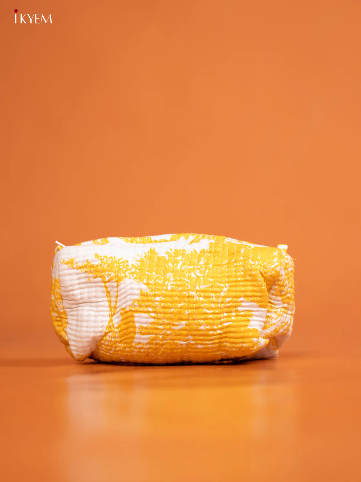 Cotton printed Pouch - Set of 3 - Yellow with White - KD26316 - Image 4