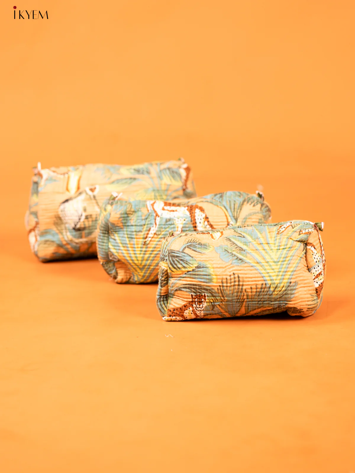 Cotton printed Pouch - Set of 3 - Peach - KD26322