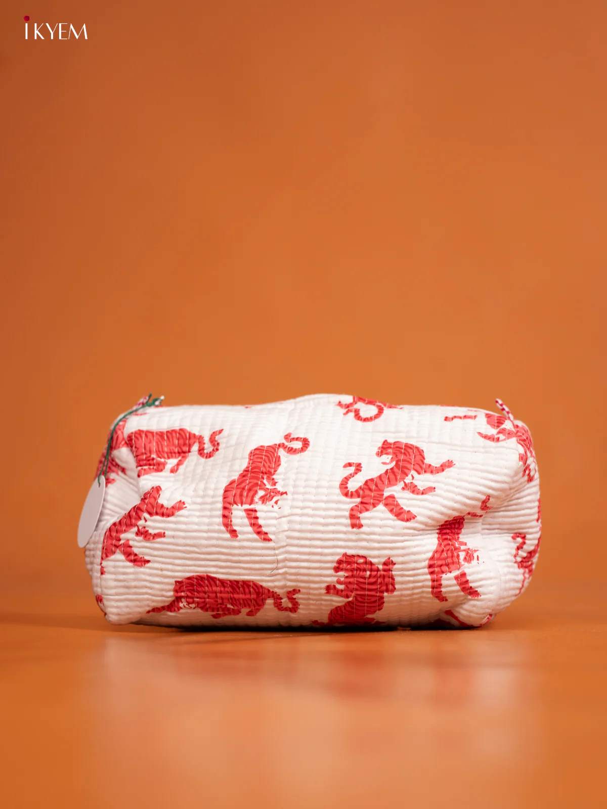 Cotton printed Pouch - Set of 3 - White with Red - KD26338 - Image 2