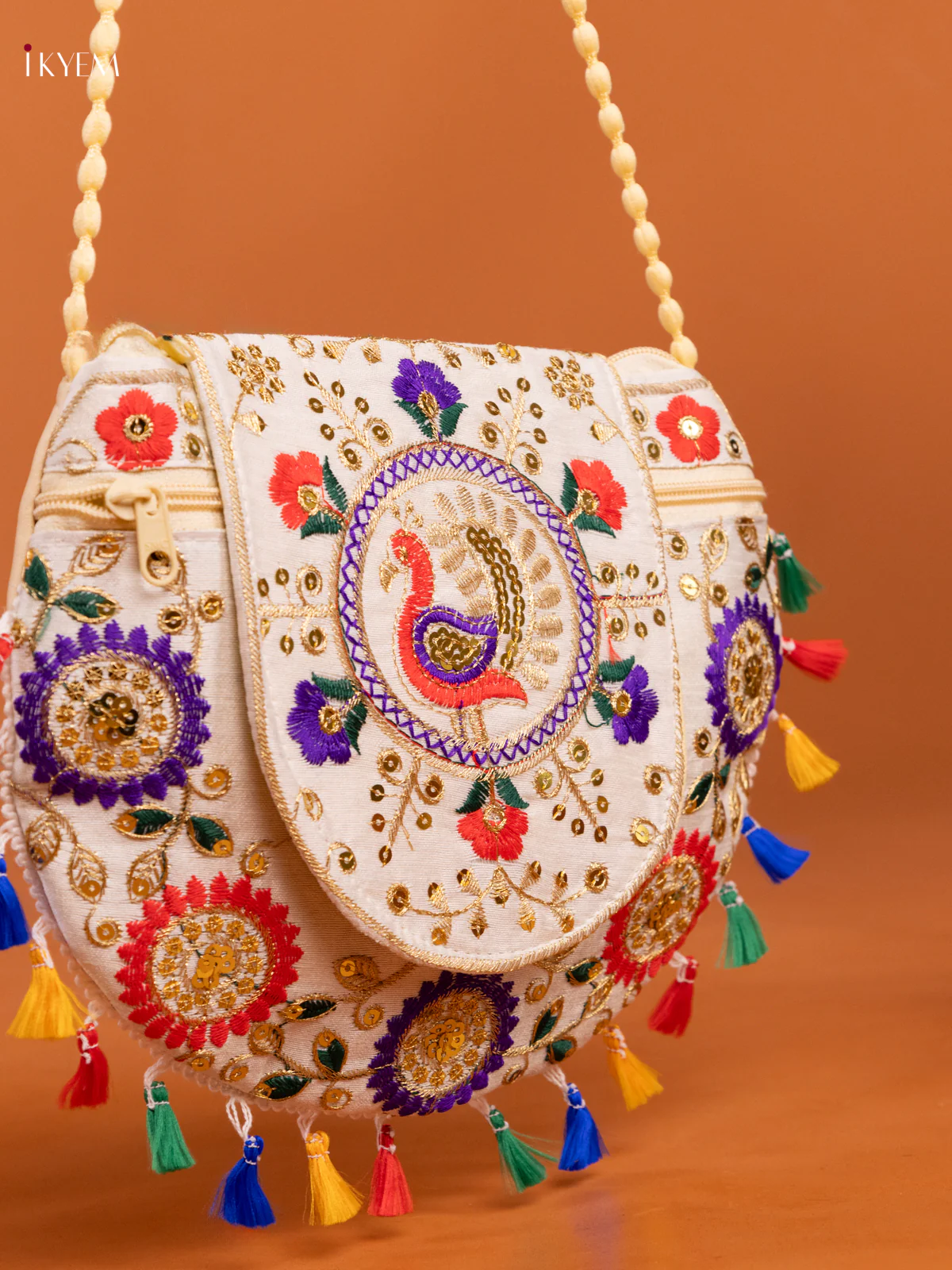 Multi Color Embrodery Sling Bag -Peacock - Image 2