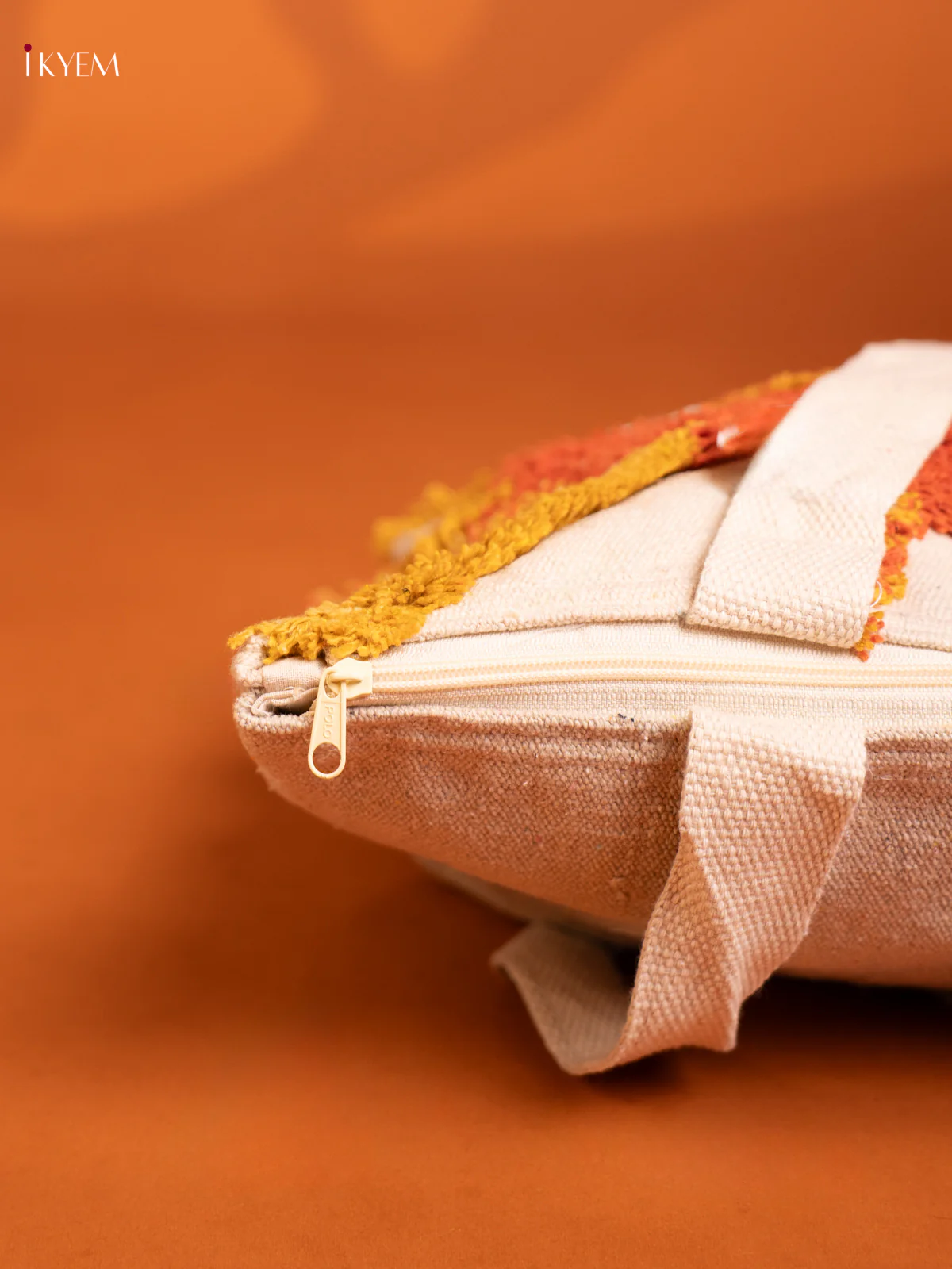 jacquard Embroidery Tote Bag with 1 Compartment - Orange with Yellow - KD26440 - Image 3