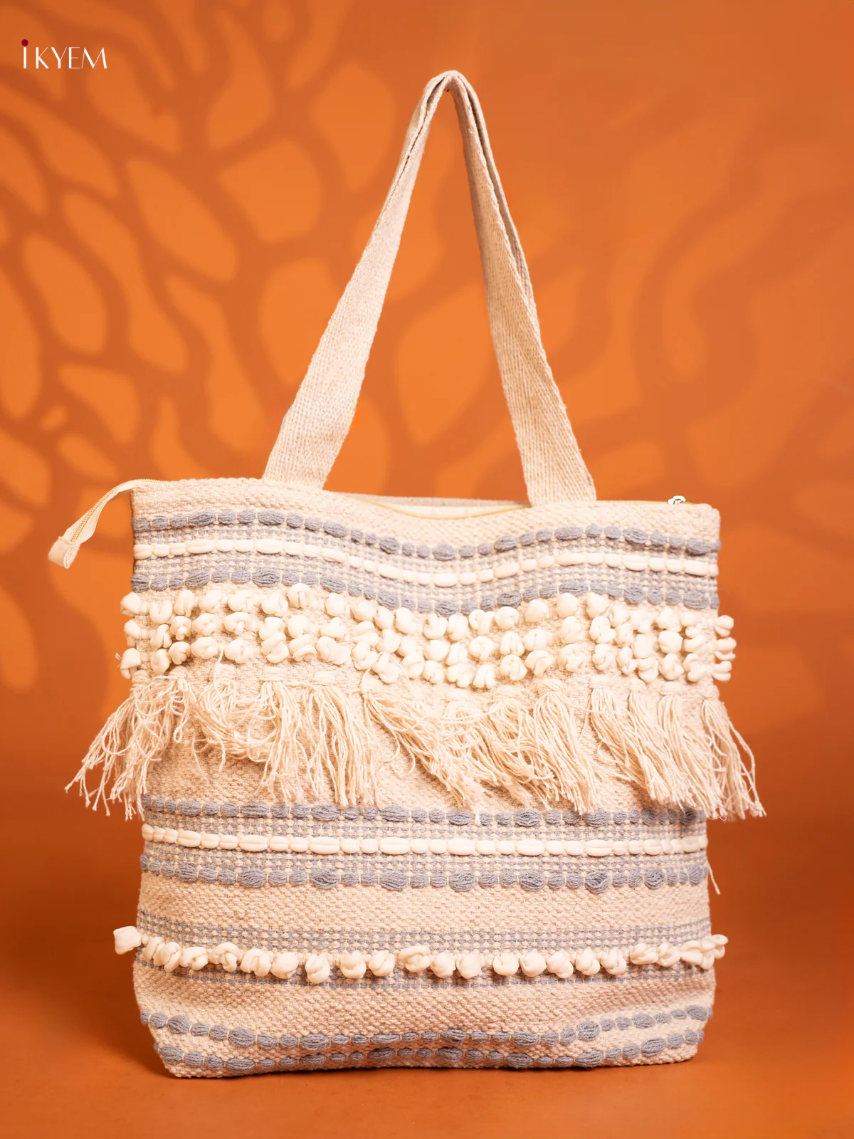 Boho Tote Cloth Bag Sandal With Gray