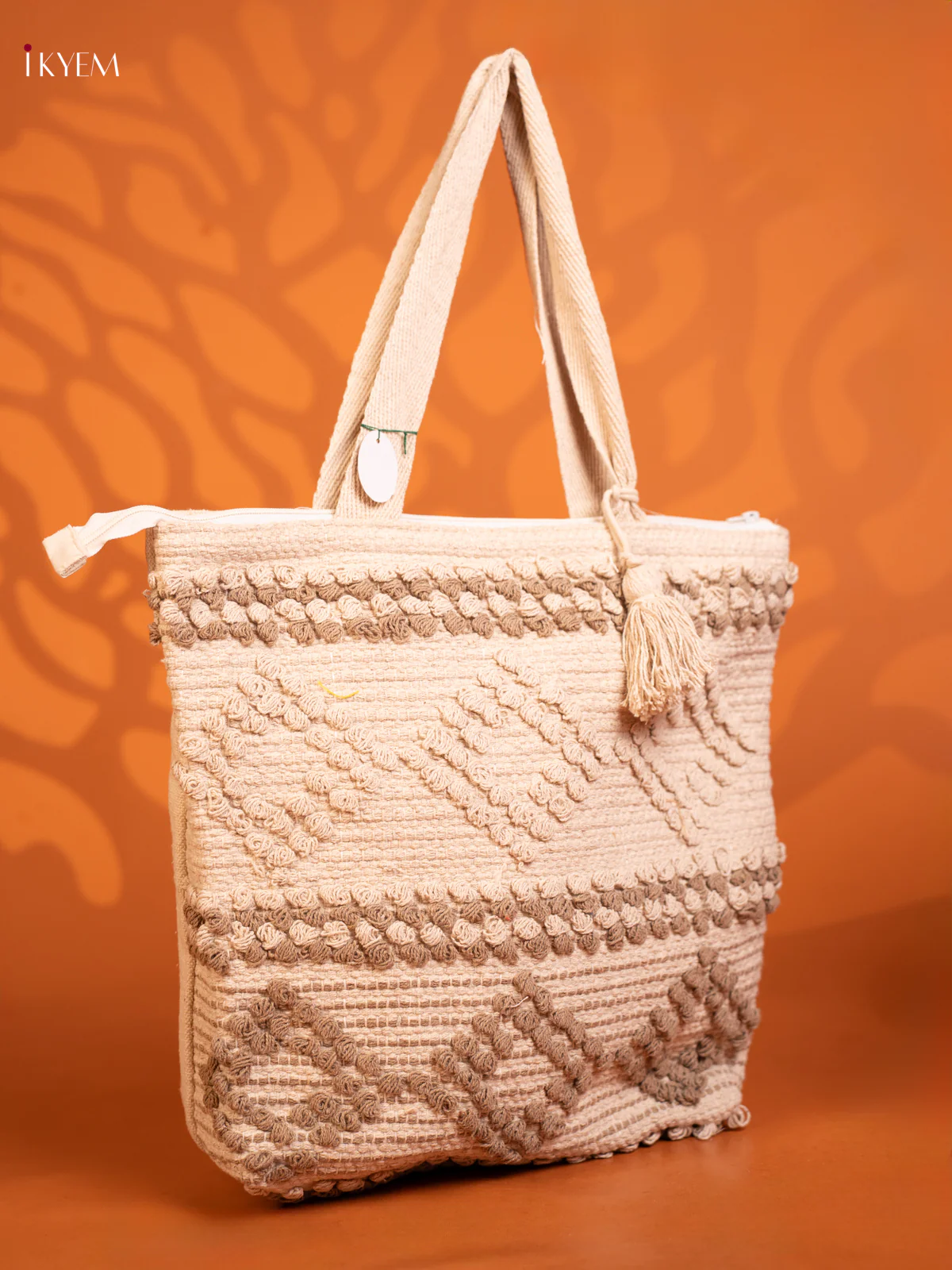 Jaquard Tote Bag - White - KD26481 - Image 2