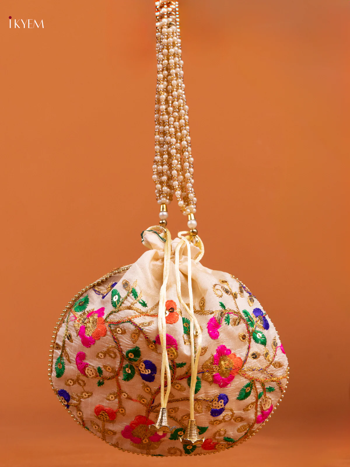 Embroidered Floral Design Potli Bag - Multicolor - KD26484