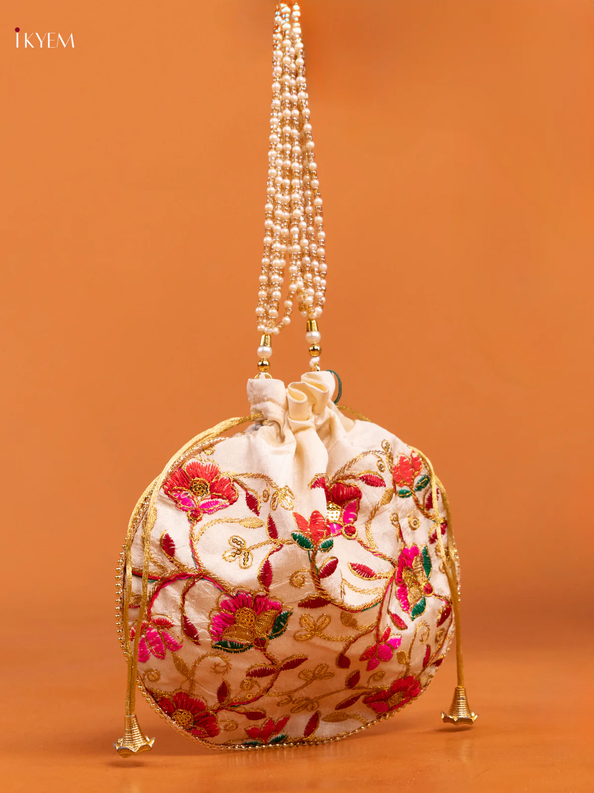 Embroidered Floral Design Potli Bag - Multicolor - KD26485