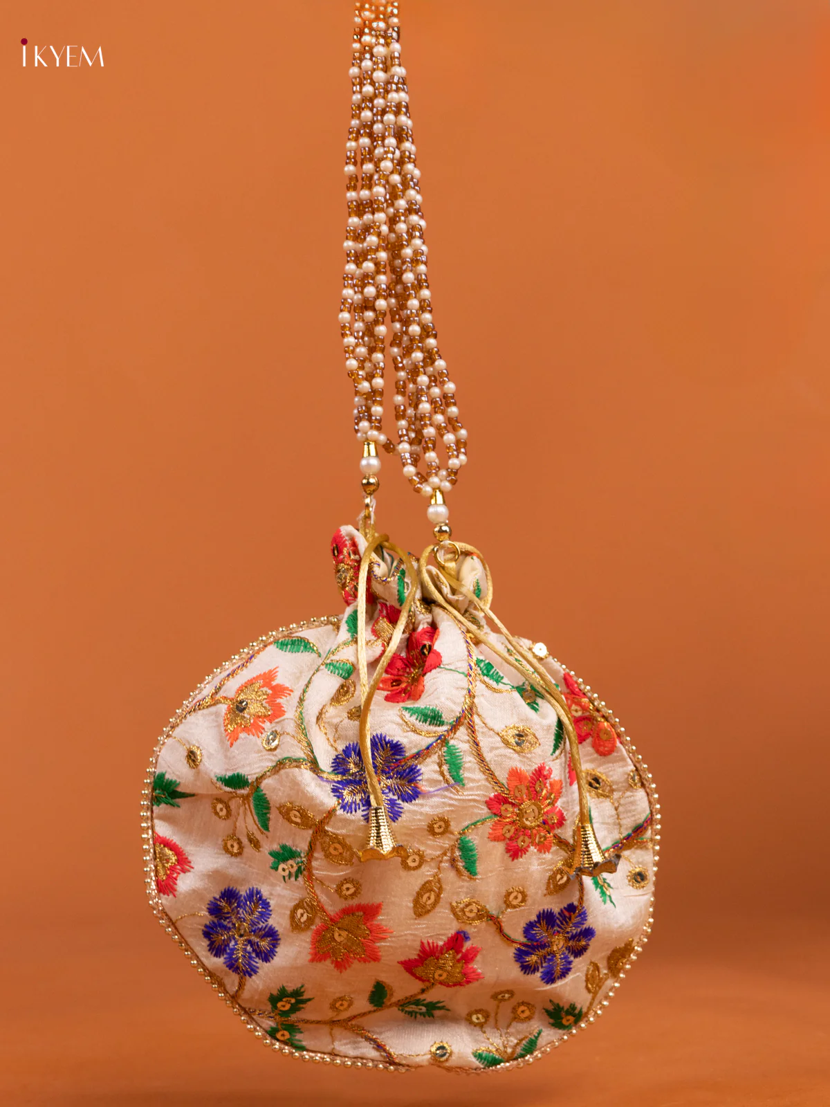 Embroidered Floral Design Potli Bag - Multicolor - KD26487