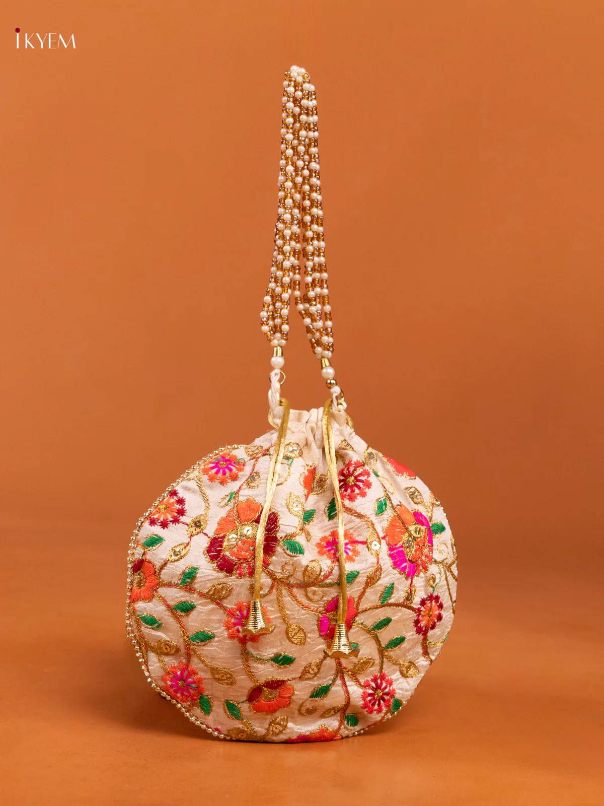 Embroidered Floral Design Potli Bag - Multicolor - KD26488