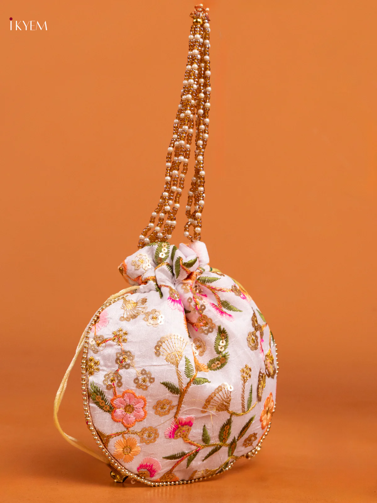 Embroidered Floral Design Potli Bag - Multicolor - KD26492