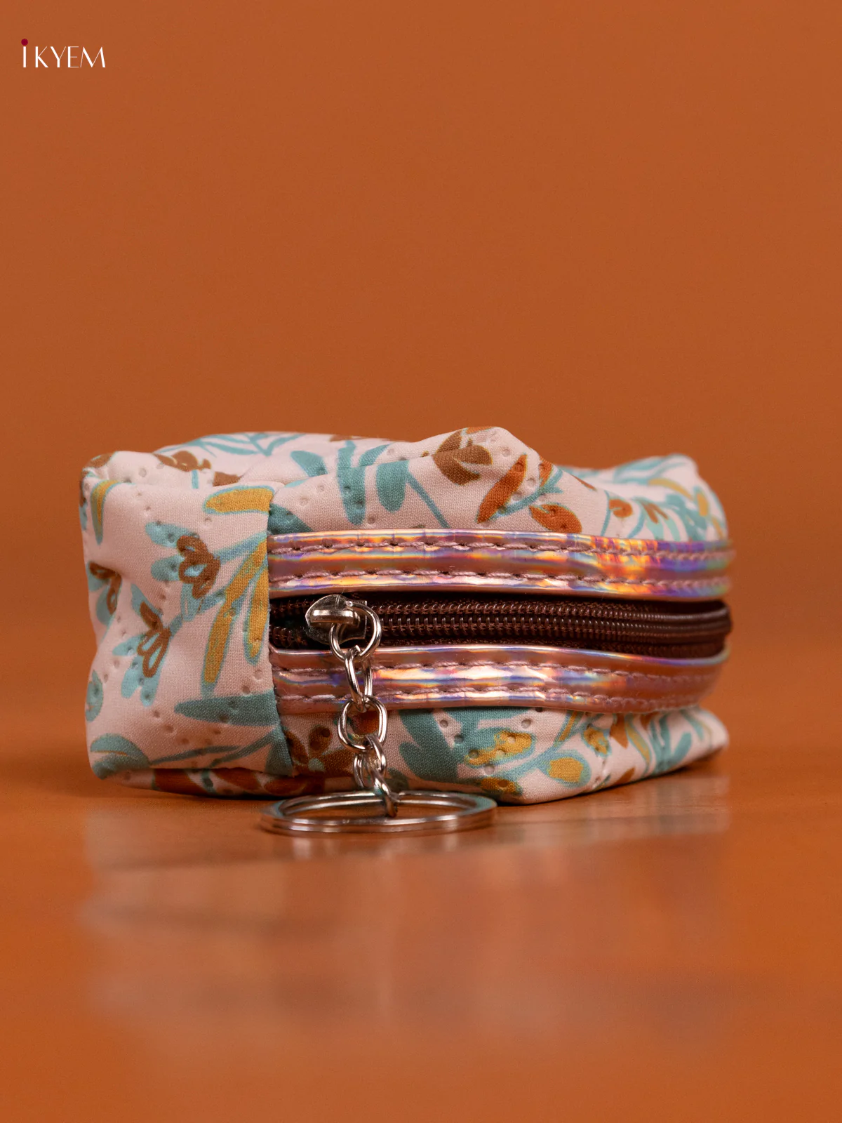 Floral Printed Small Coin Pouch with 1 Compartment - Brown - KD26569 - Image 3