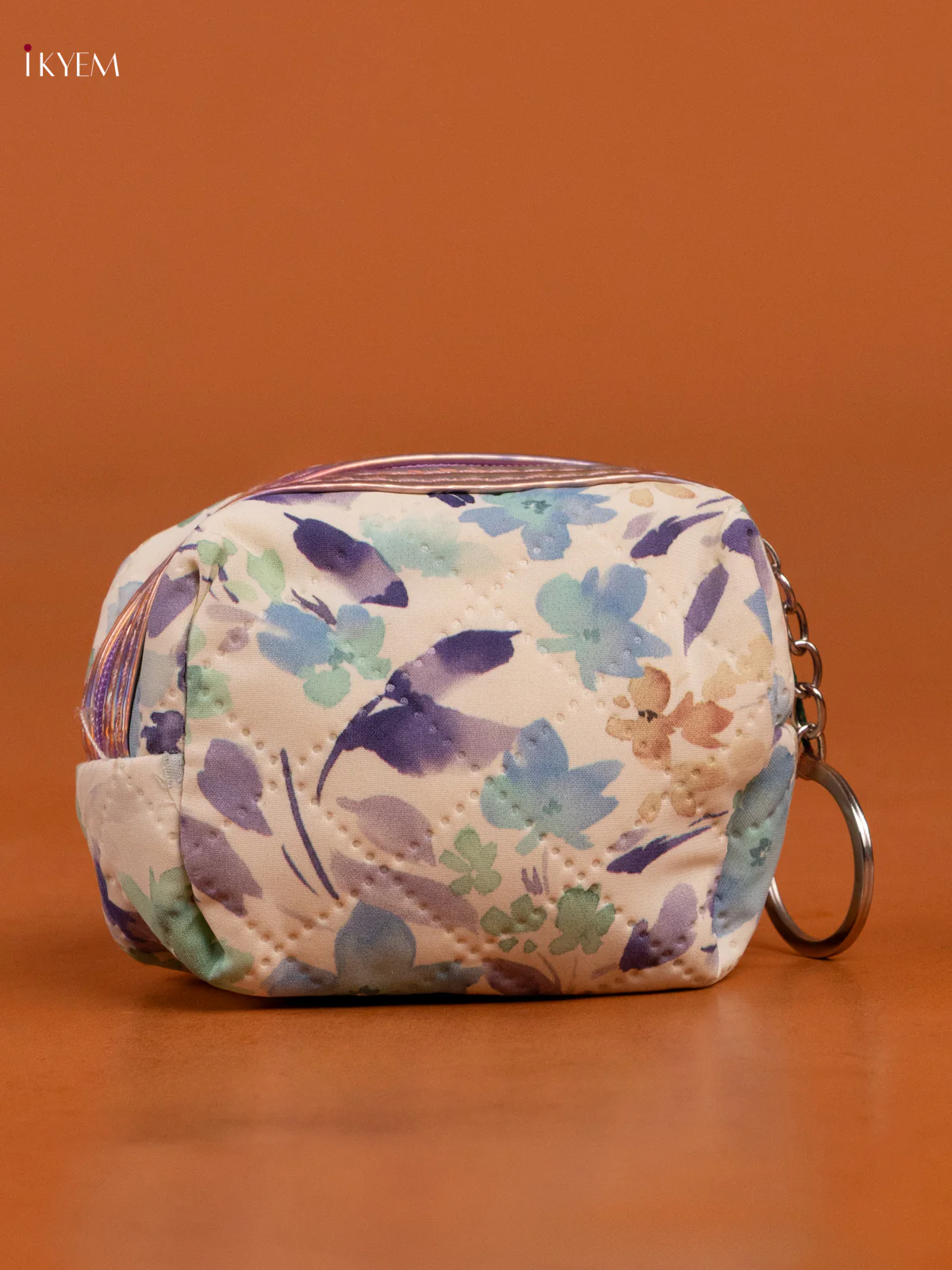 Floral Printed Small Coin Pouch with 1 Compartments - Purple - KD26570