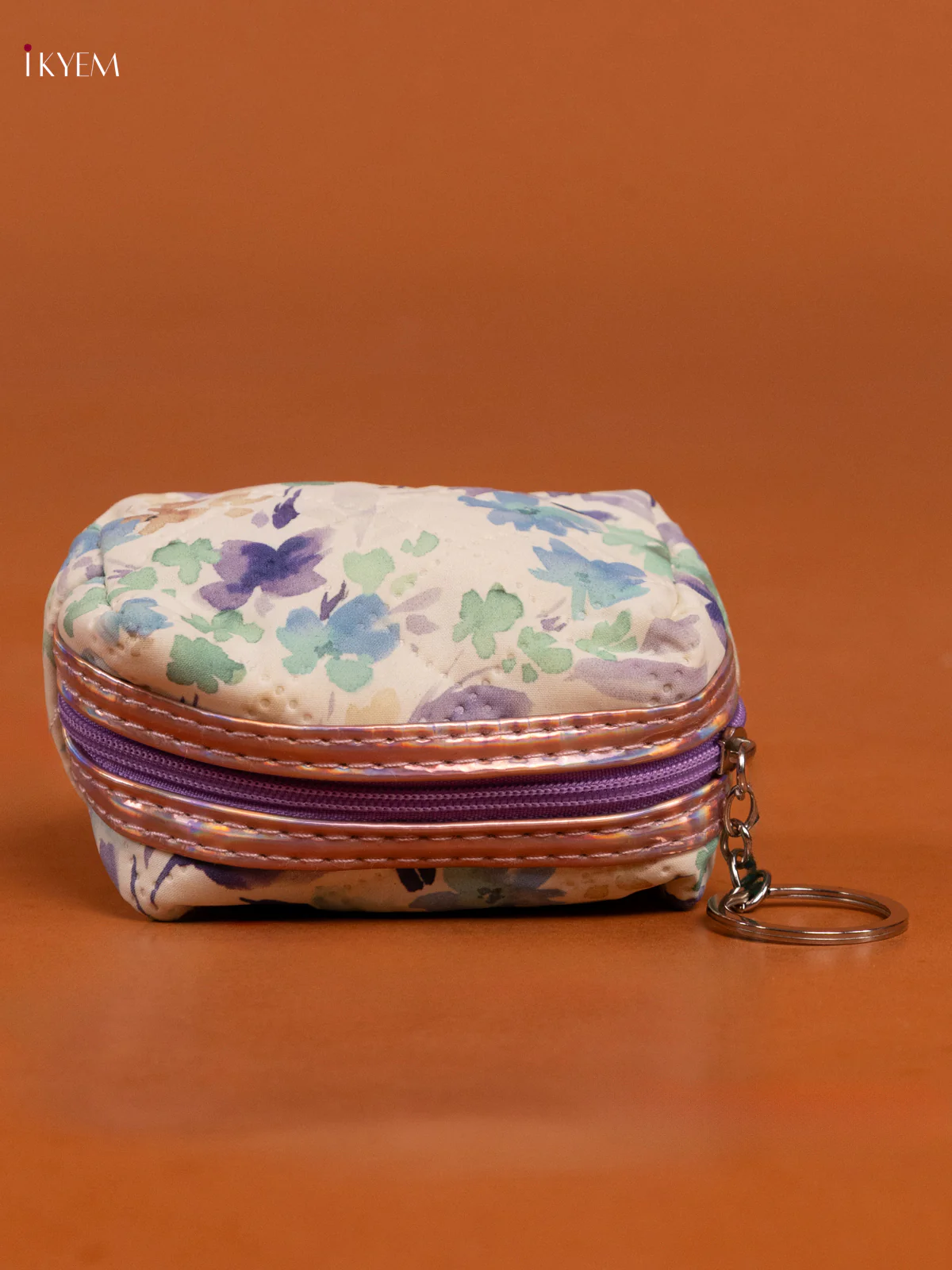 Floral Printed Small Coin Pouch with 1 Compartments - Purple - KD26570 - Image 2