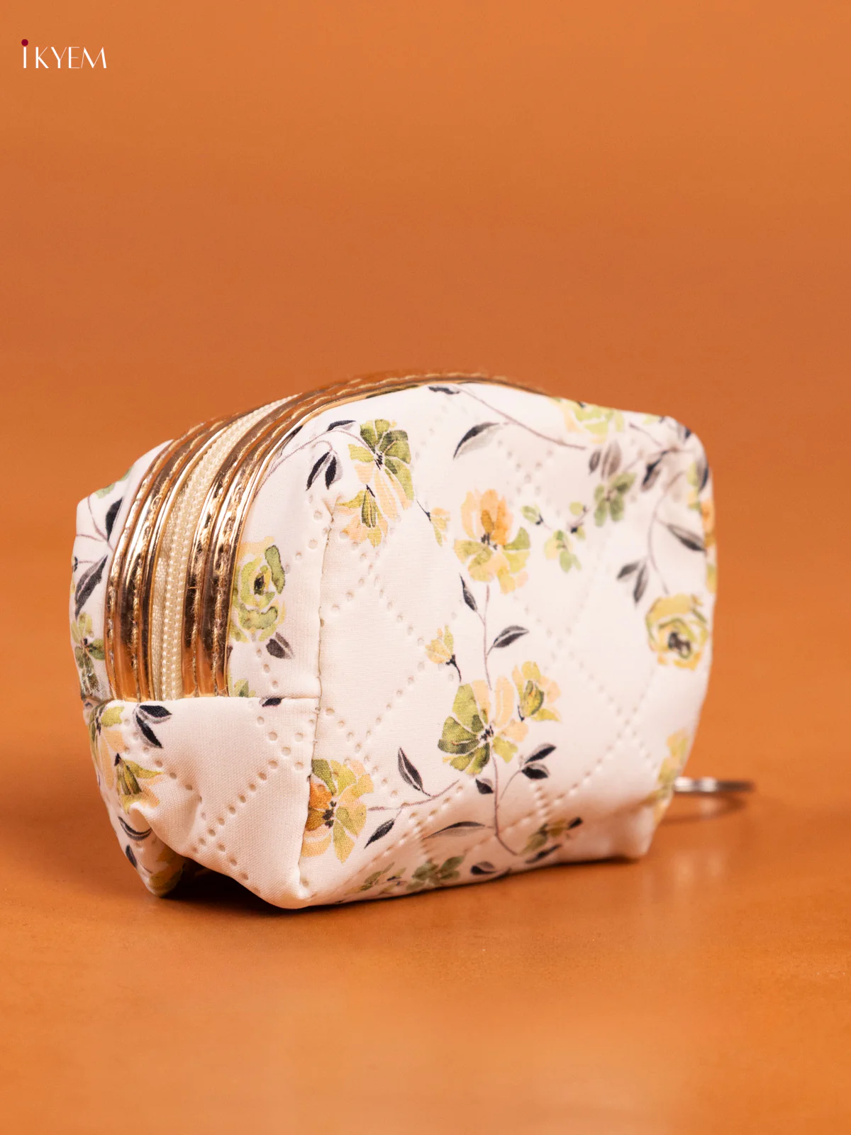 Floral Printed Small Coin Pouch with 2 Compartments - White - KD26575 - Image 2