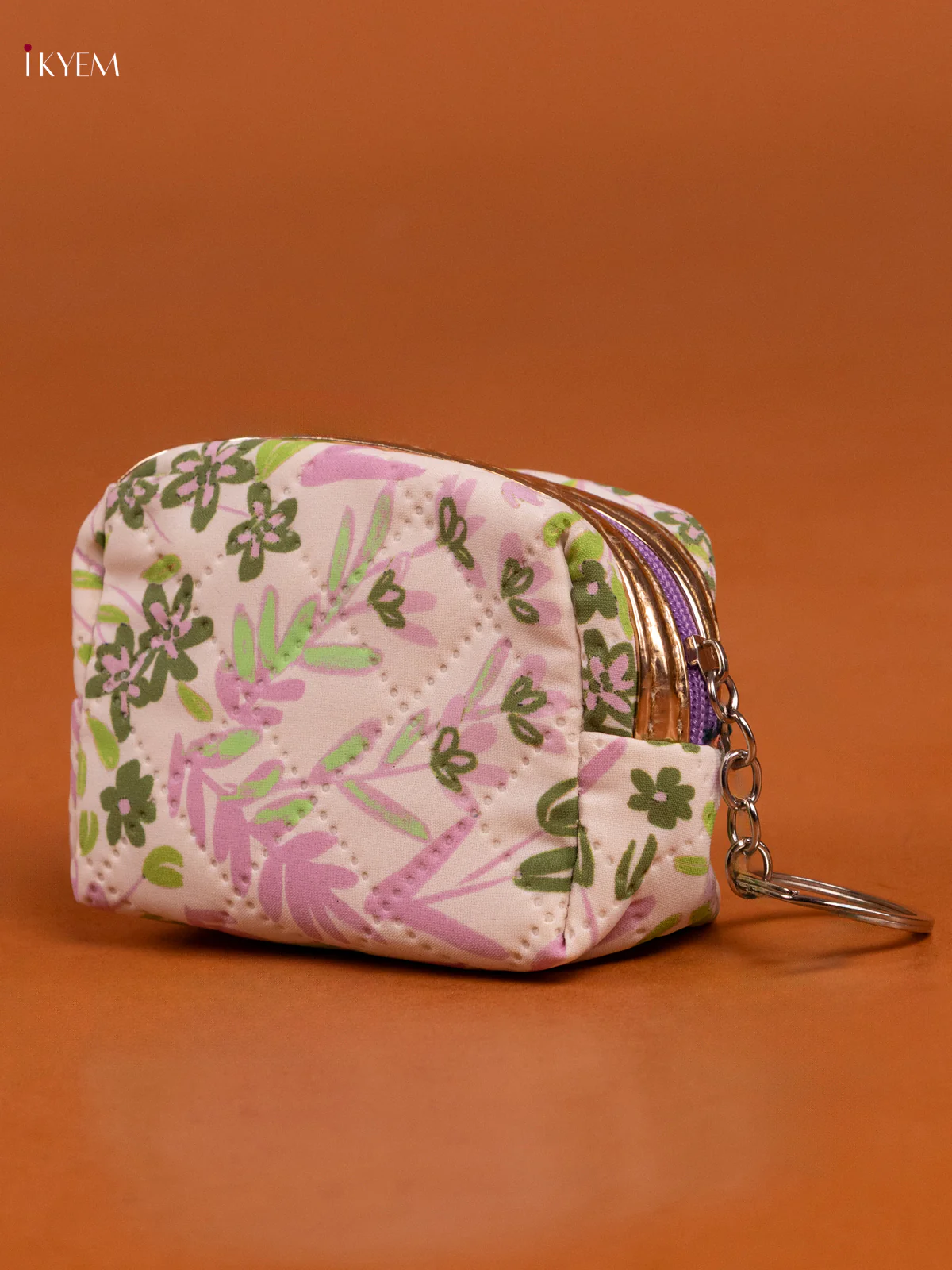 Floral Printed Small Coin Pouch with 1 Compartments - Violet - KD26578 - Image 2