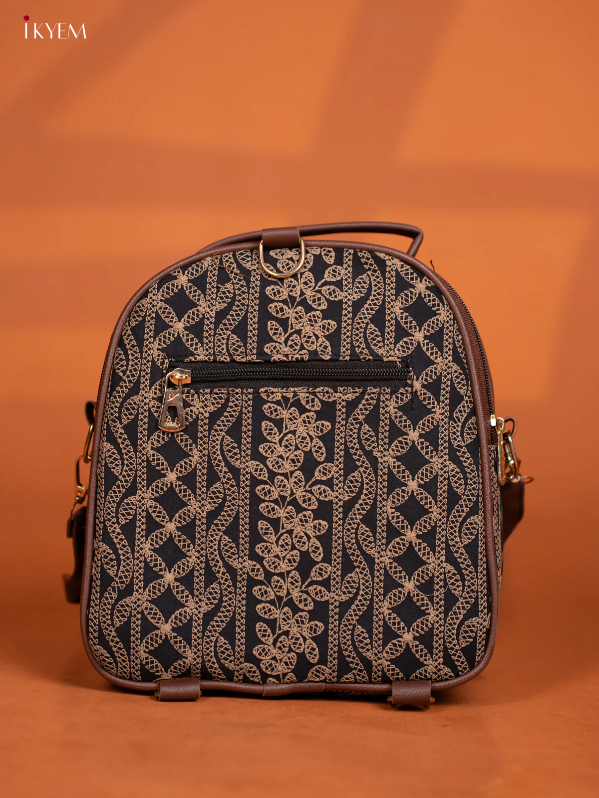 Embroidered Backpack with Adjustable Shoulder Strap with 3 Compartments - Dark Navy Blue - KD26582 - Image 4