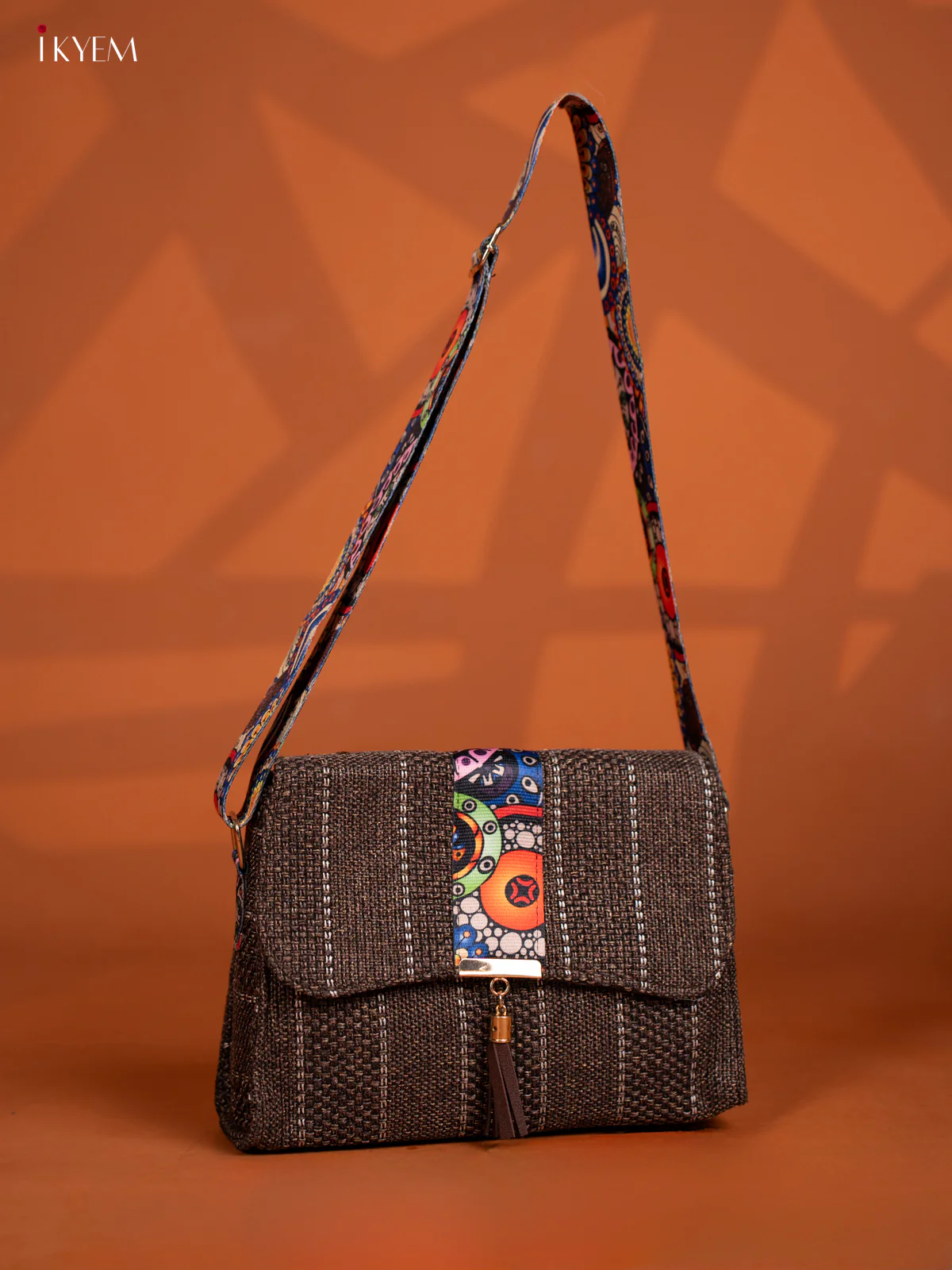 Jacquard Printed Sling Bag - Brown - KD26598 - Image 4
