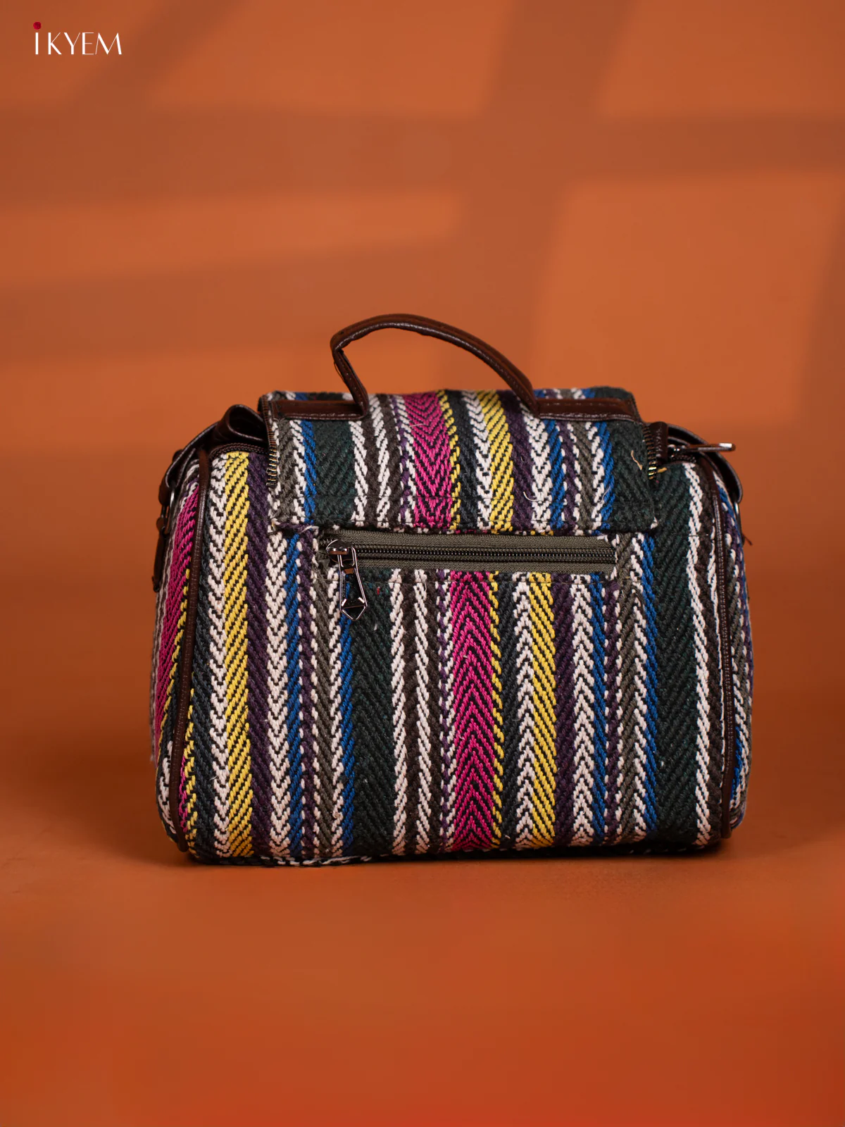 Jacquard Leather Sling Bag with 4 Compartments - Multi Colour - KD26600 - Image 5