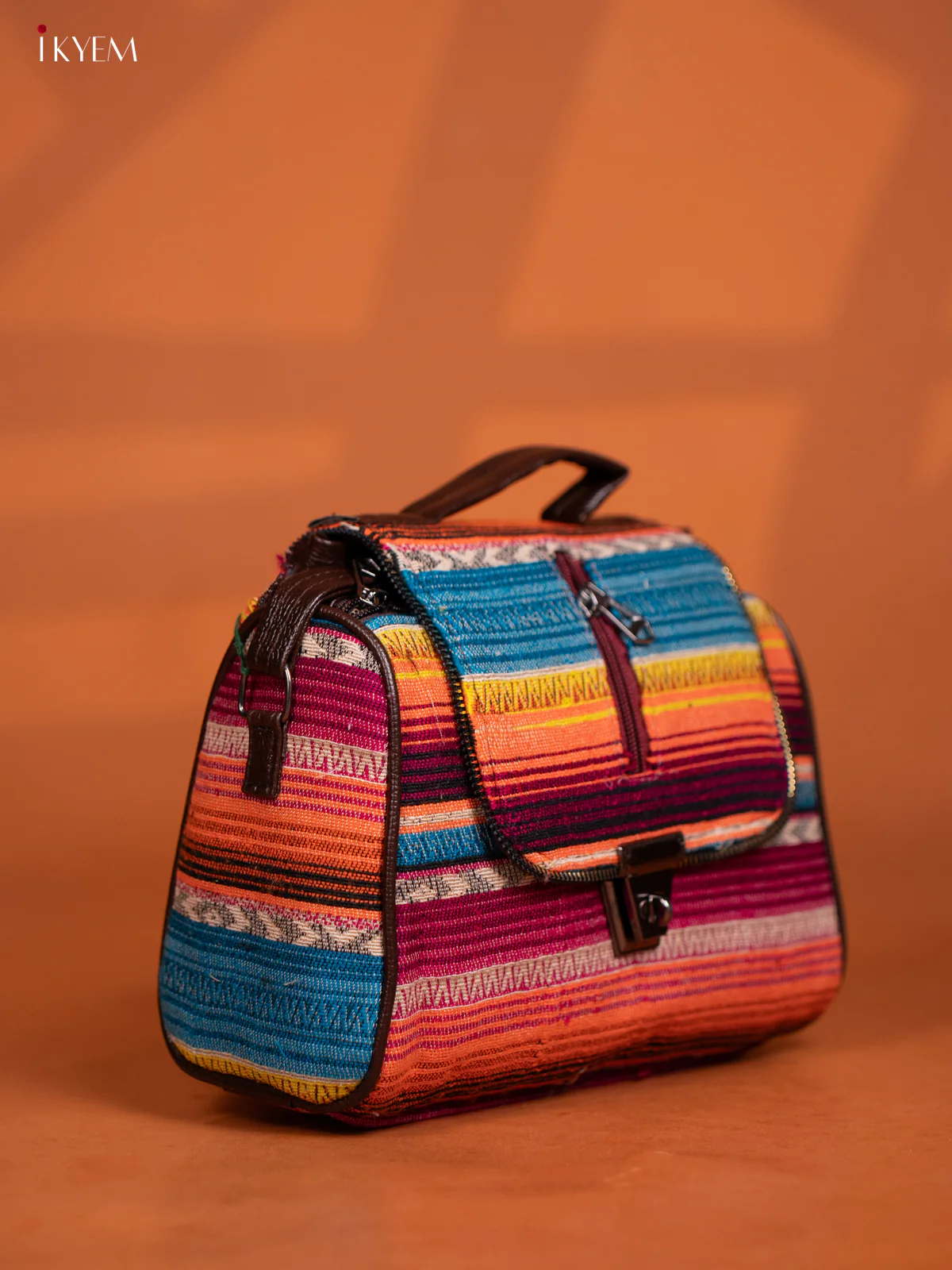 Jacquard Leather Sling Bag with 4 Compartments - Multi Colour - KD26601 - Image 3