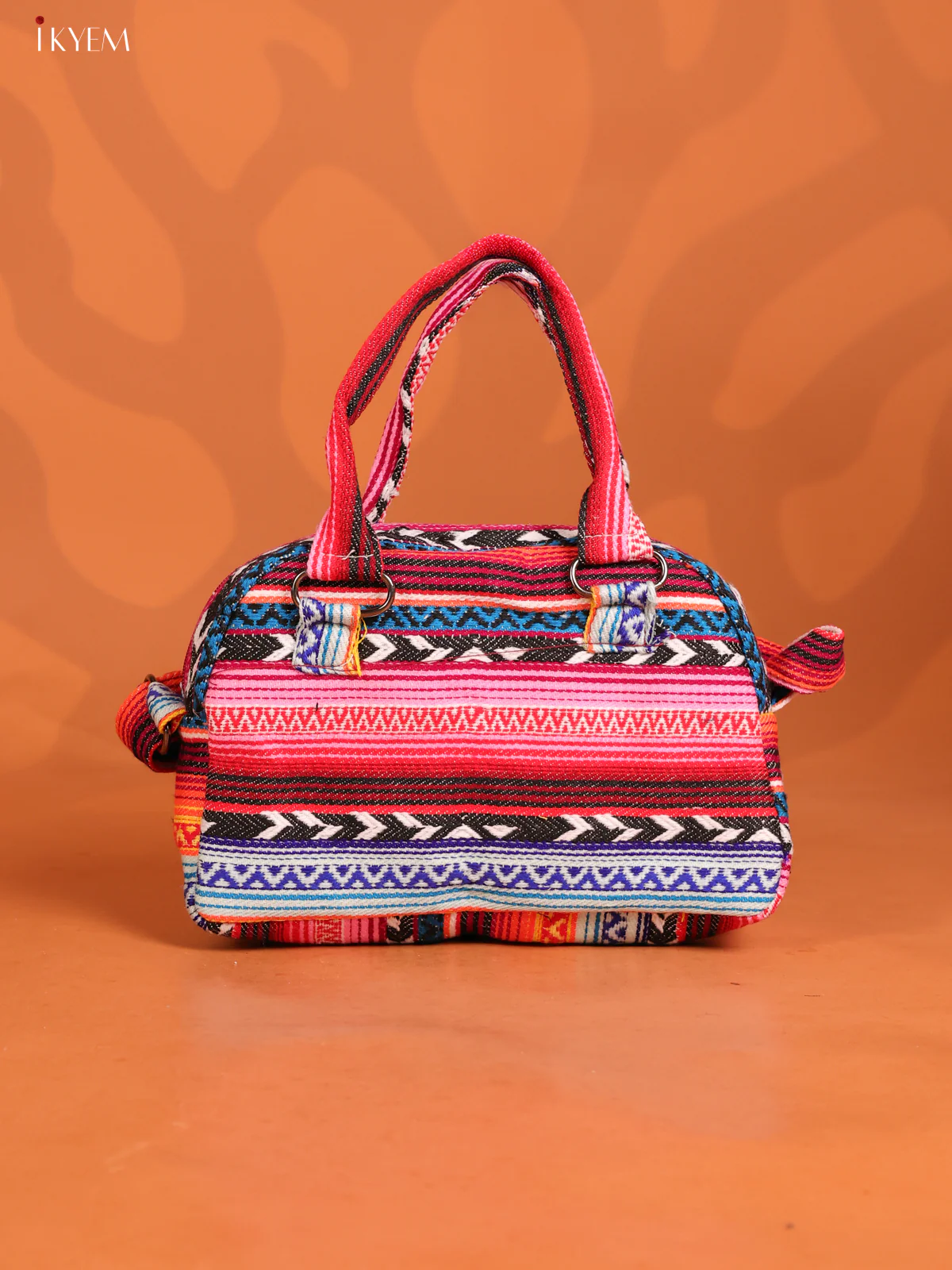 Jute Printed Crushed Sling Bag with 2 Compartments - Multicolour - KD26621 - Image 2