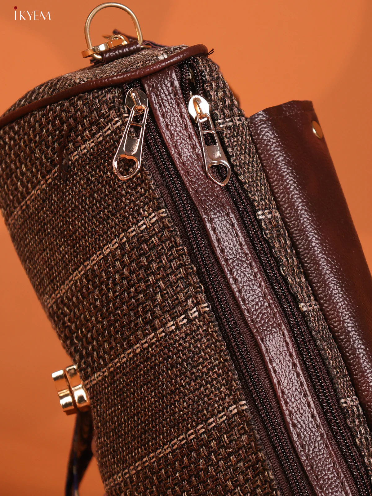 Jacquard printed Gusset & Flap Printed Sling Bag with 3 Compartments - Coffee Brown - KD26639 - Image 3