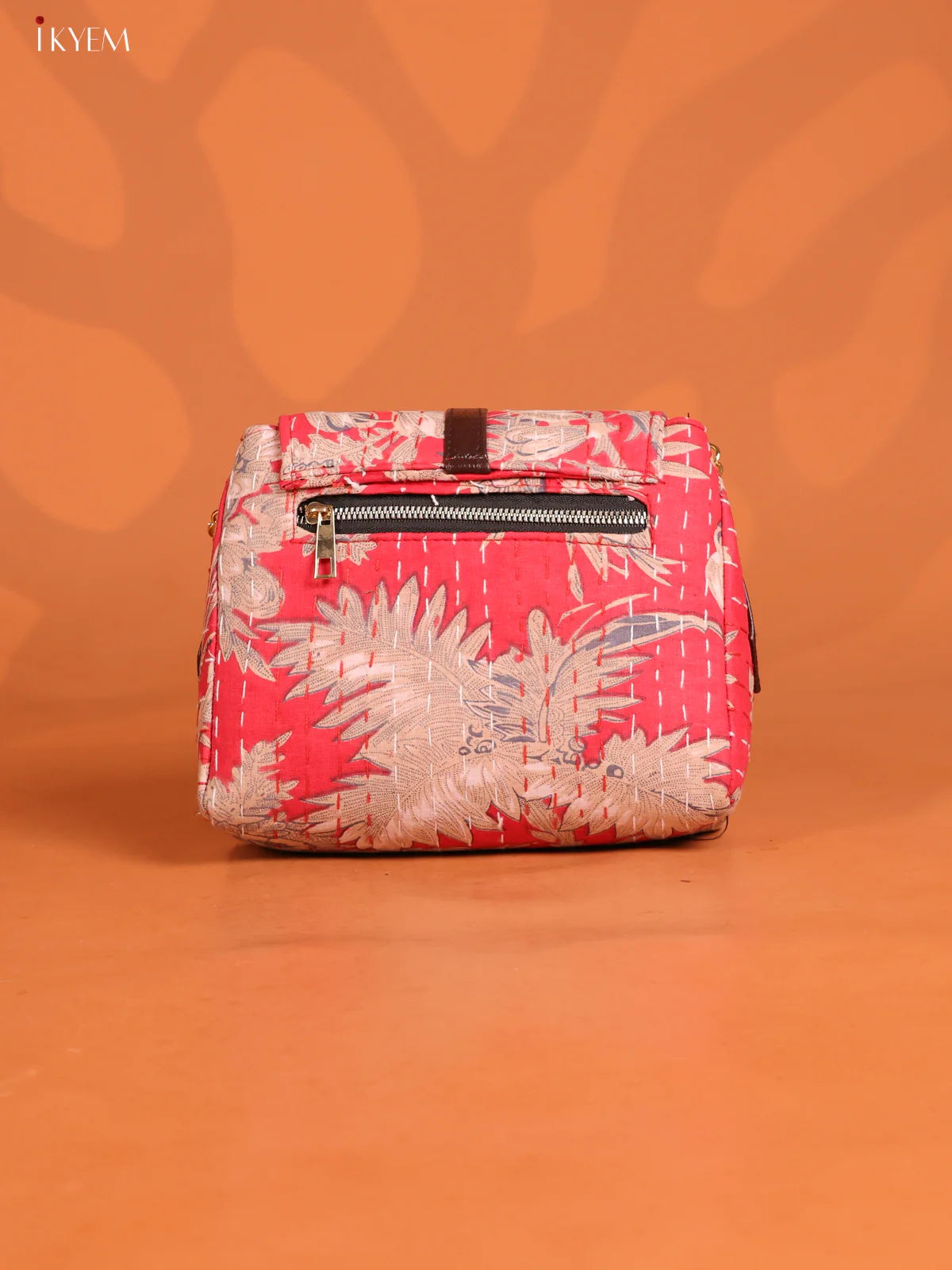 Floral Printed Flap Leather Sling Bag with 3 compartments - Pink - KD26645 - Image 2