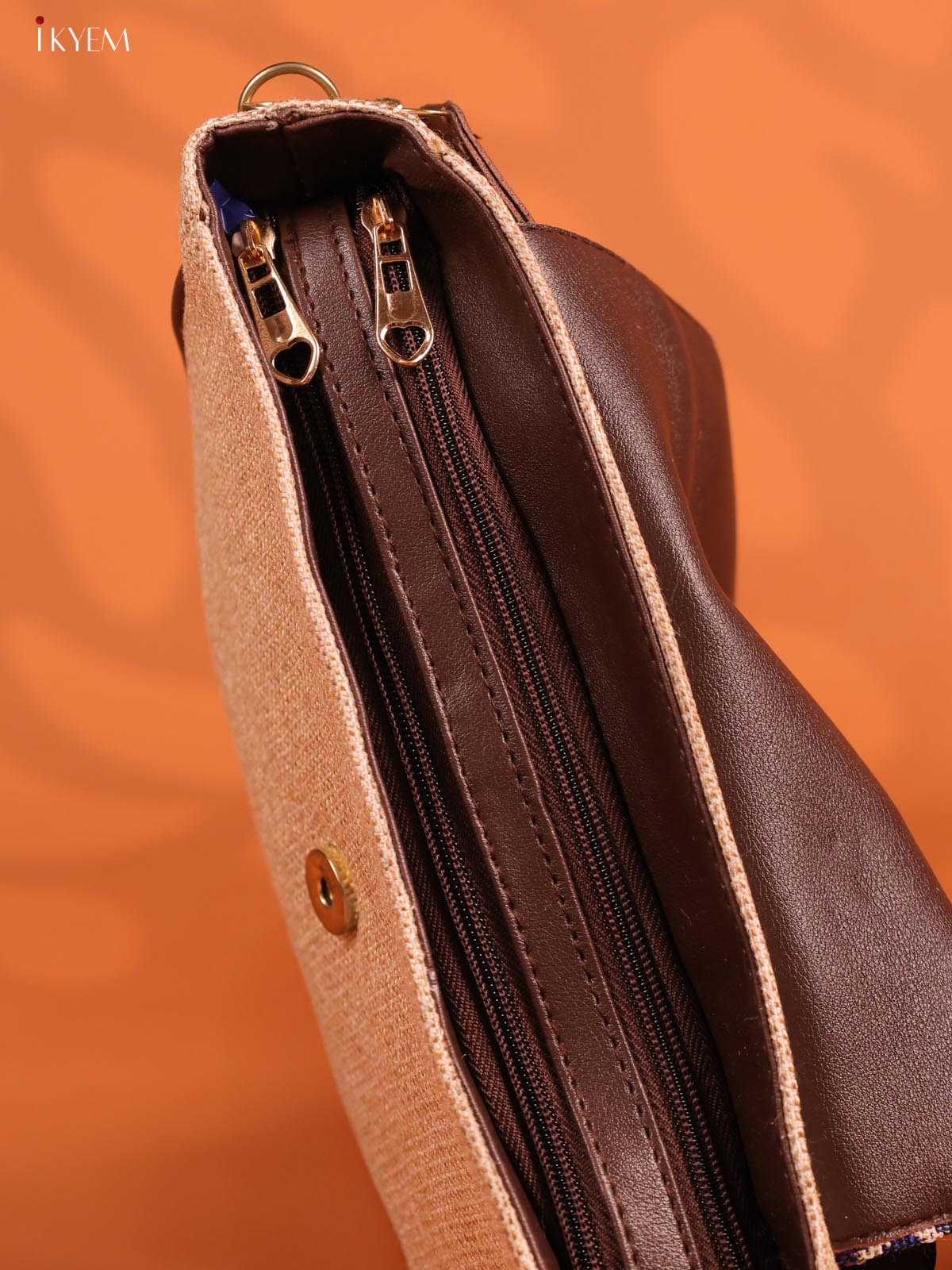 Jacquard Flap Printed Sling Bag with 3 Compartments - Cream - KD26678 - Image 5