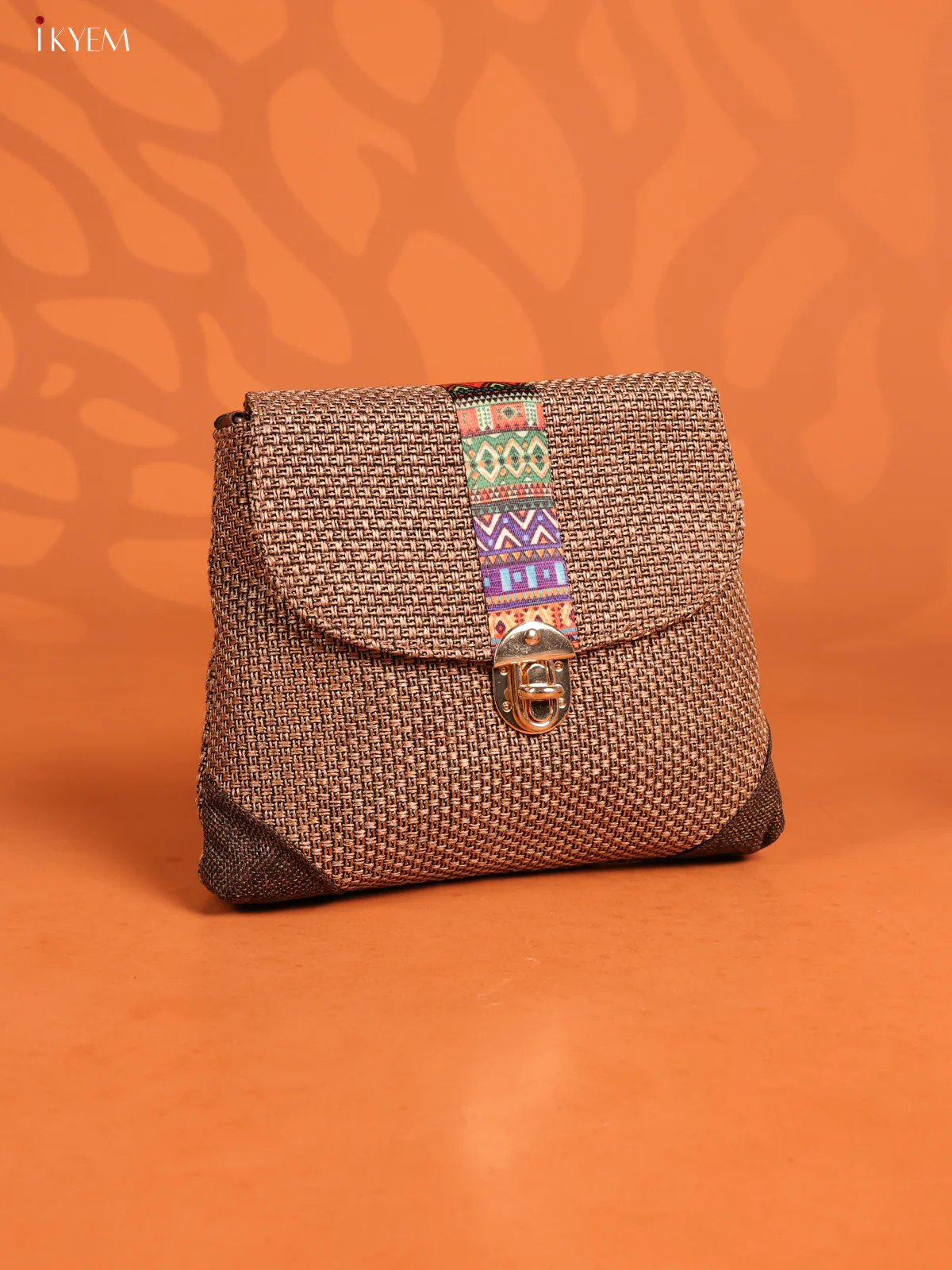 Jacquard woven Flap Printed Sling Bag with 3 Compartments - Sandal - KD26712 - Image 2