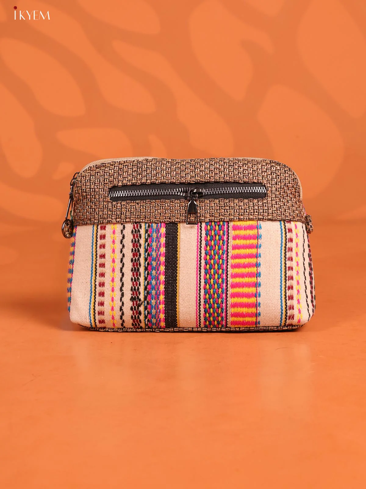 Jacquard Printed Sling bag with 4 Compartments - Multicolour - KD26723