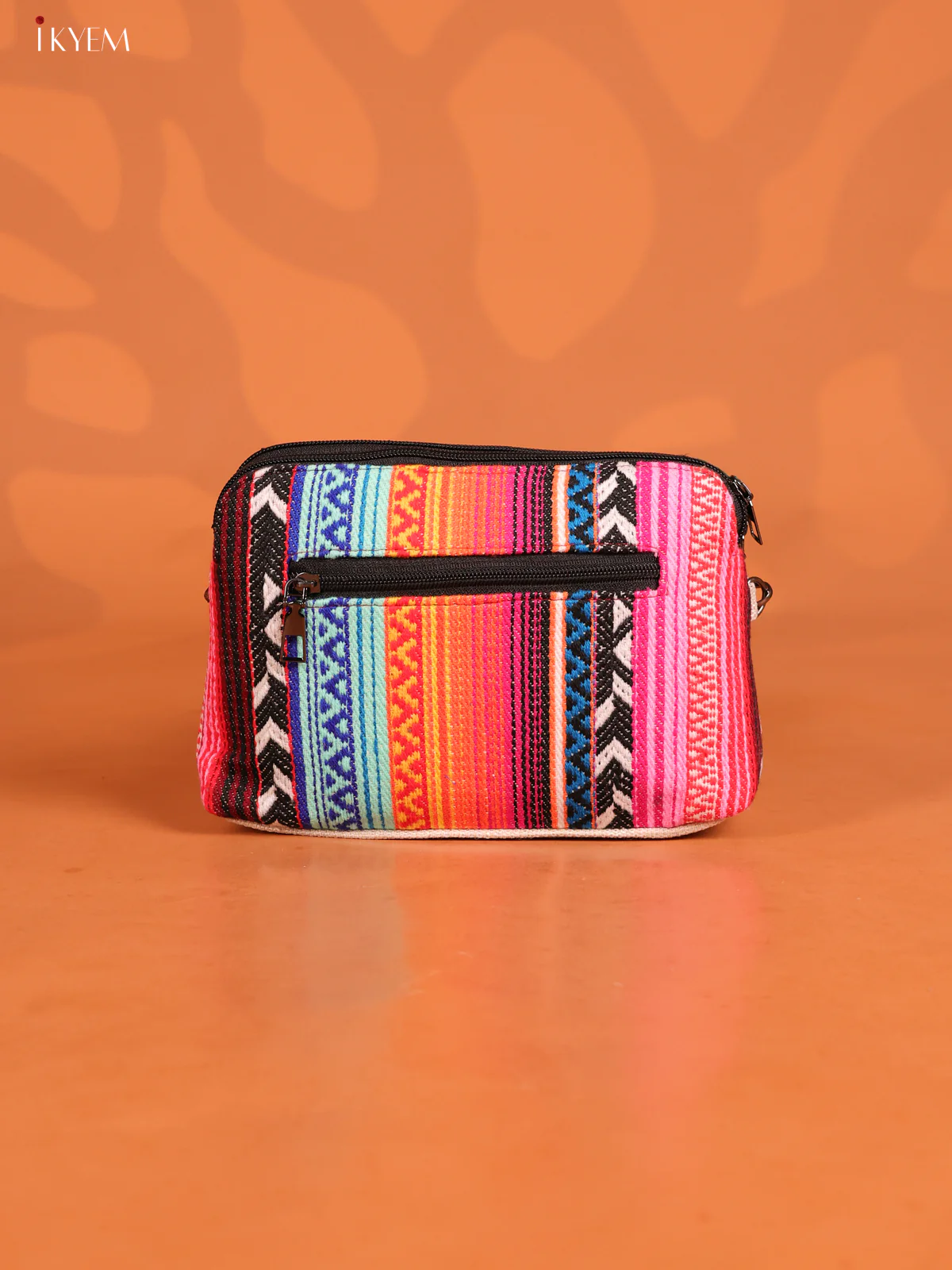 jacquard Geometric Leather Printed Sling Bag with 3 Compartments - Multi colour - KD26726 - Image 2