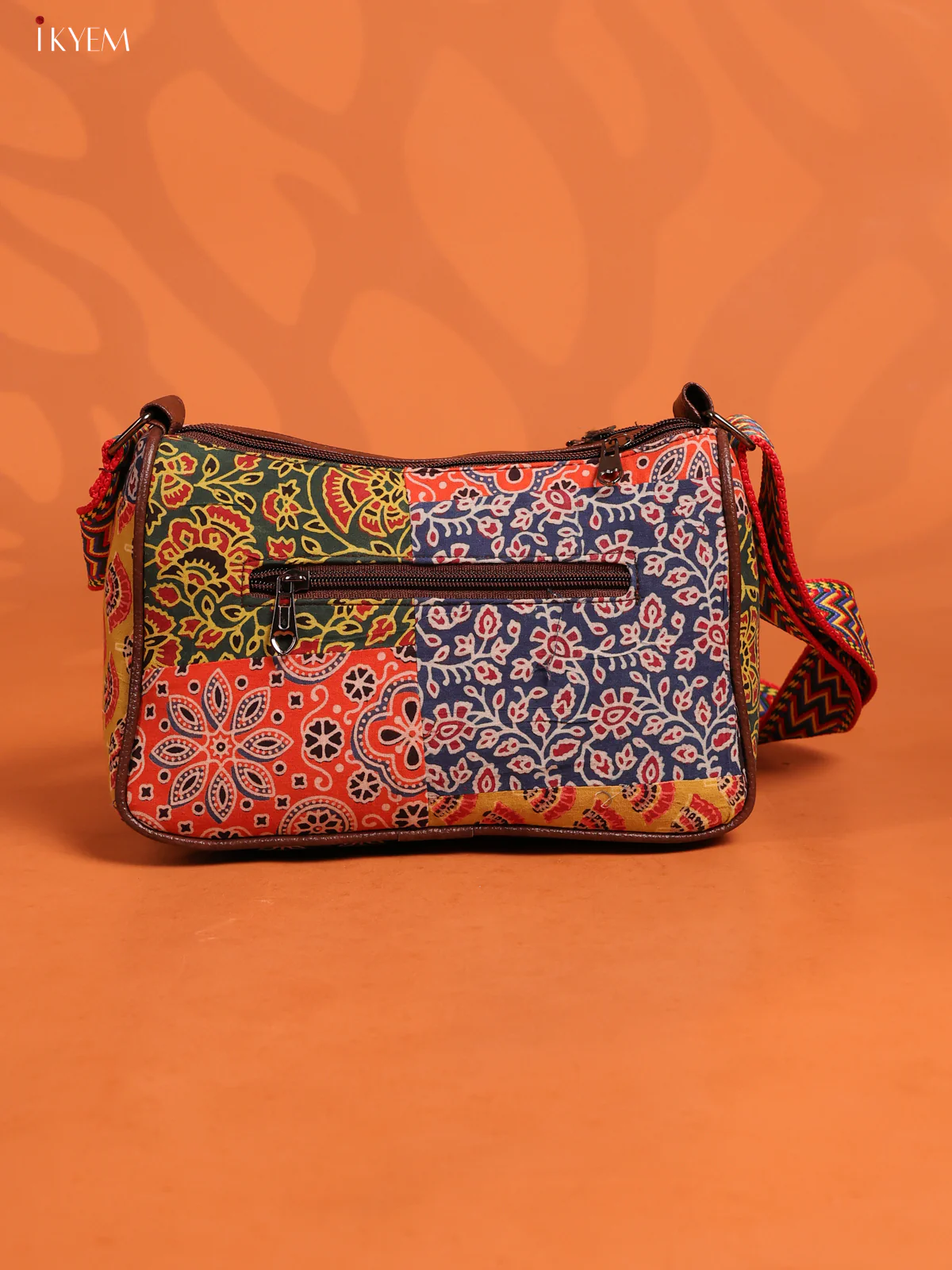 Patchwork Cotton Printed Sling Bag with 3 Compartments - Multicolour - KD26729 - Image 2