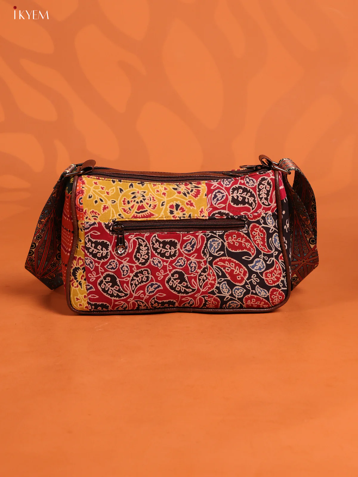 Patchwork Cotton Printed Sling Bag with 3 Compartments - Multicolour - KD26730 - Image 2