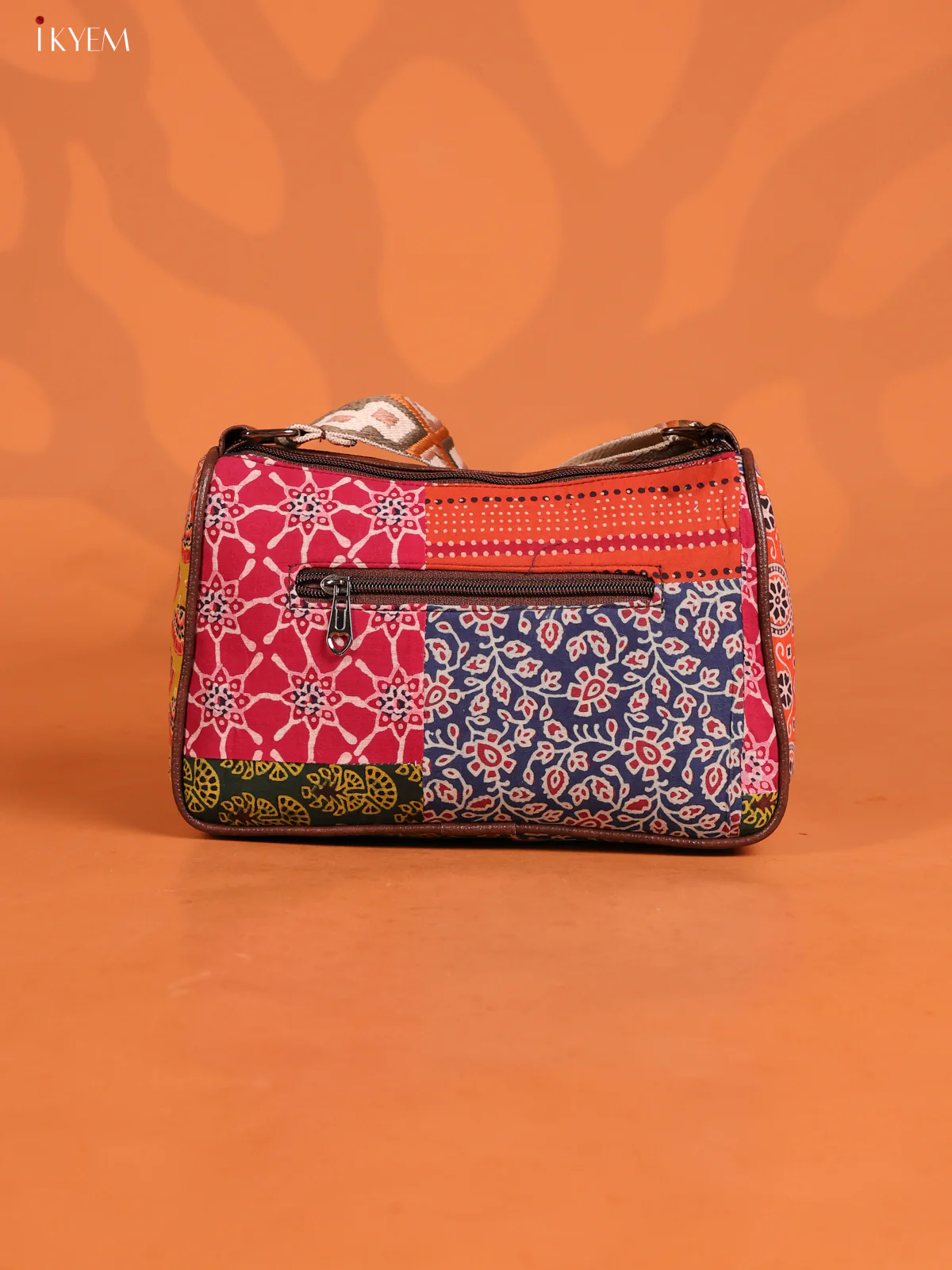 Patchwork Cotton Printed Sling Bag with 3 Compartments - Multicolour - KD26731 - Image 2