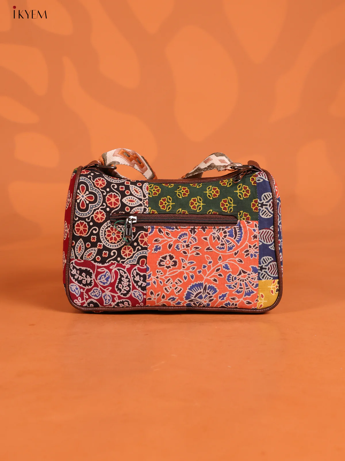 Patchwork Cotton Printed Sling Bag with 3 Compartments - Multicolour - KD26734 - Image 2