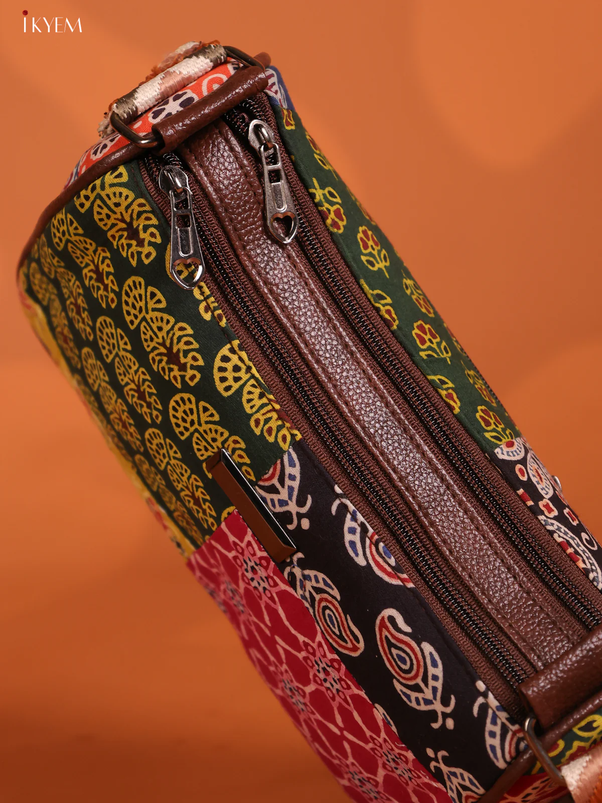 Patchwork Cotton Printed Sling Bag with 3 Compartments - Multicolour - KD26734 - Image 3