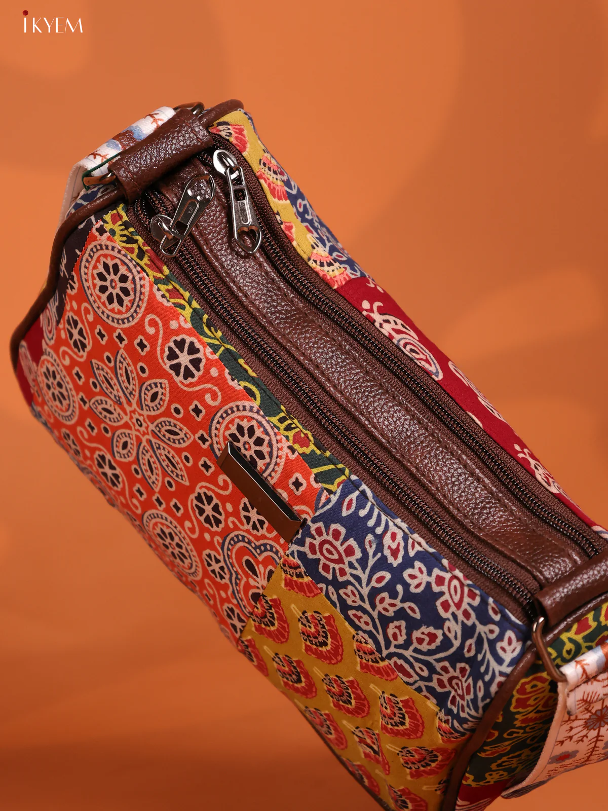 Patchwork Cotton Printed Sling Bag with 3 Compartments - Multicolour - KD26736 - Image 3