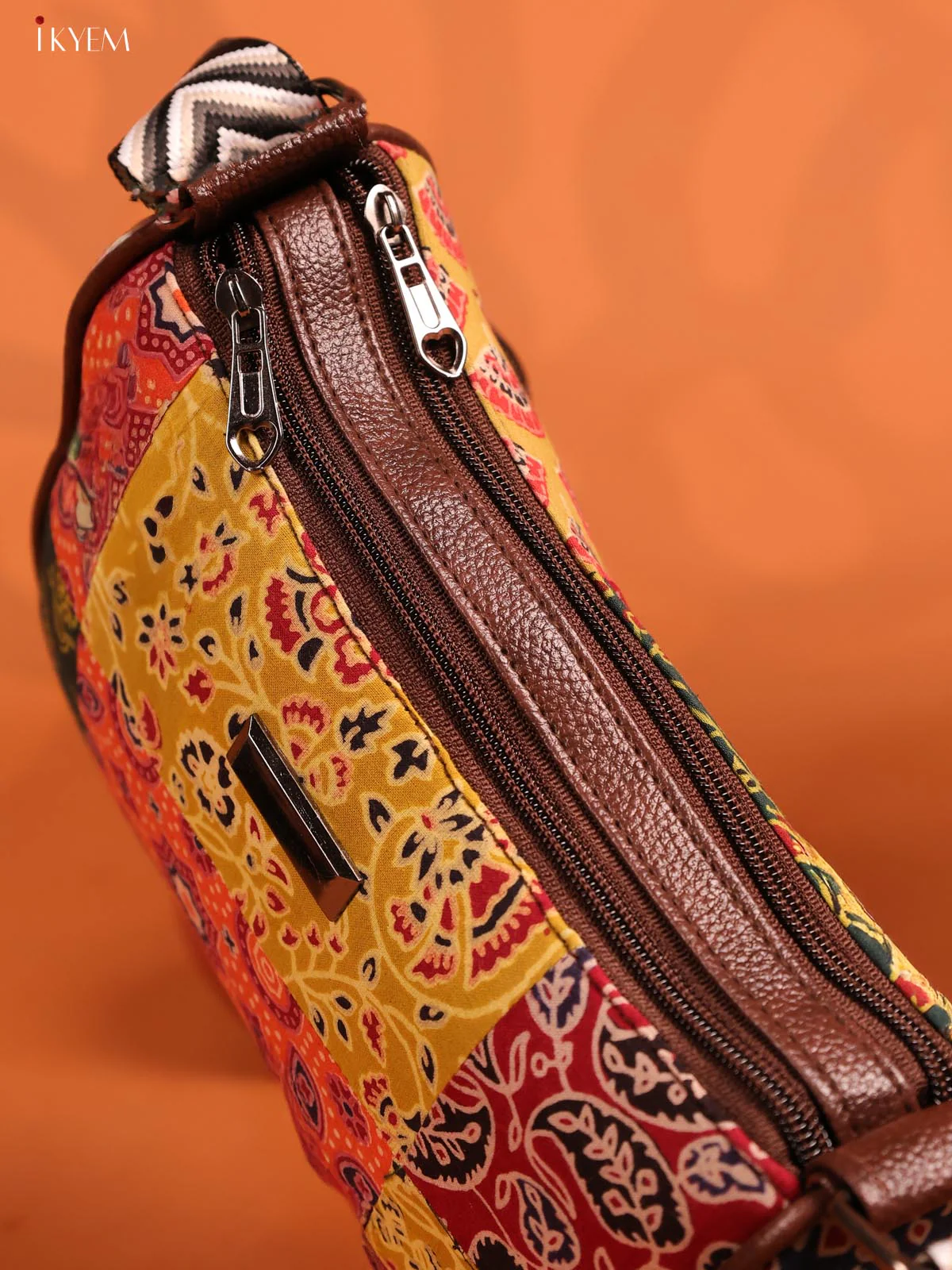 Patchwork Cotton Printed Sling Bag with 3 Compartments - Multicolour - KD26738 - Image 5
