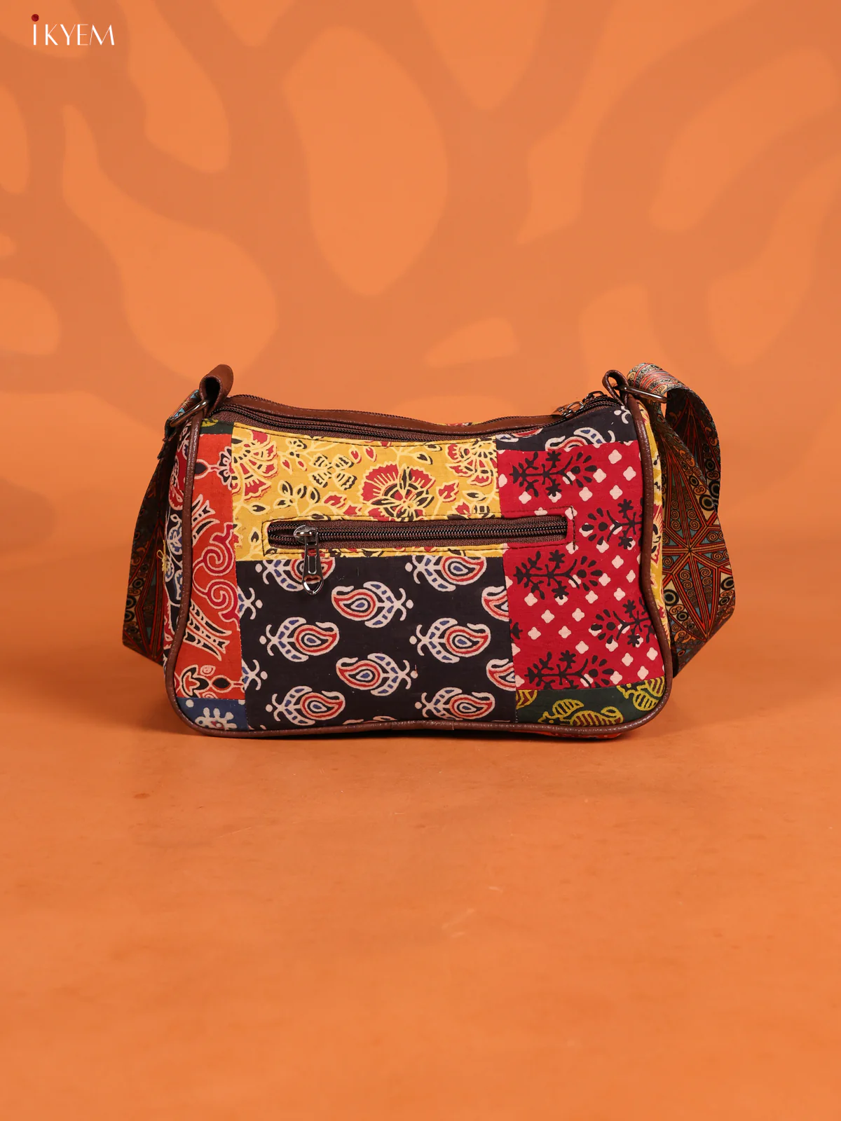 Patchwork Cotton Printed Sling Bag with 3 Compartments - Multicolour - KD26740 - Image 2