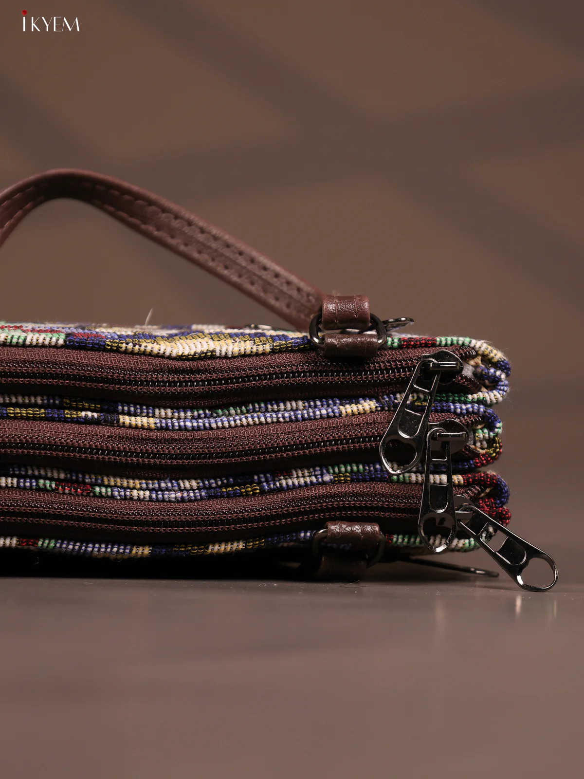 Jacquard Ikat Handy Handbag with 6 Compartments -Multicolour - KD26758 - Image 5