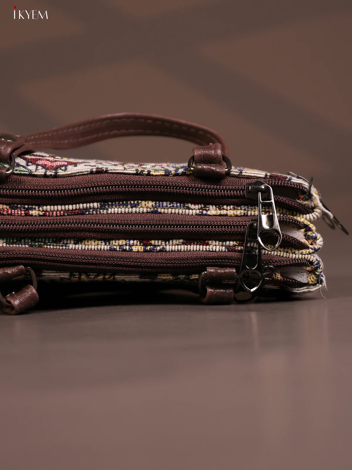 Jacquard Ikat Handy Handbag with 6 Compartments -Multicolour - KD26760 - Image 5