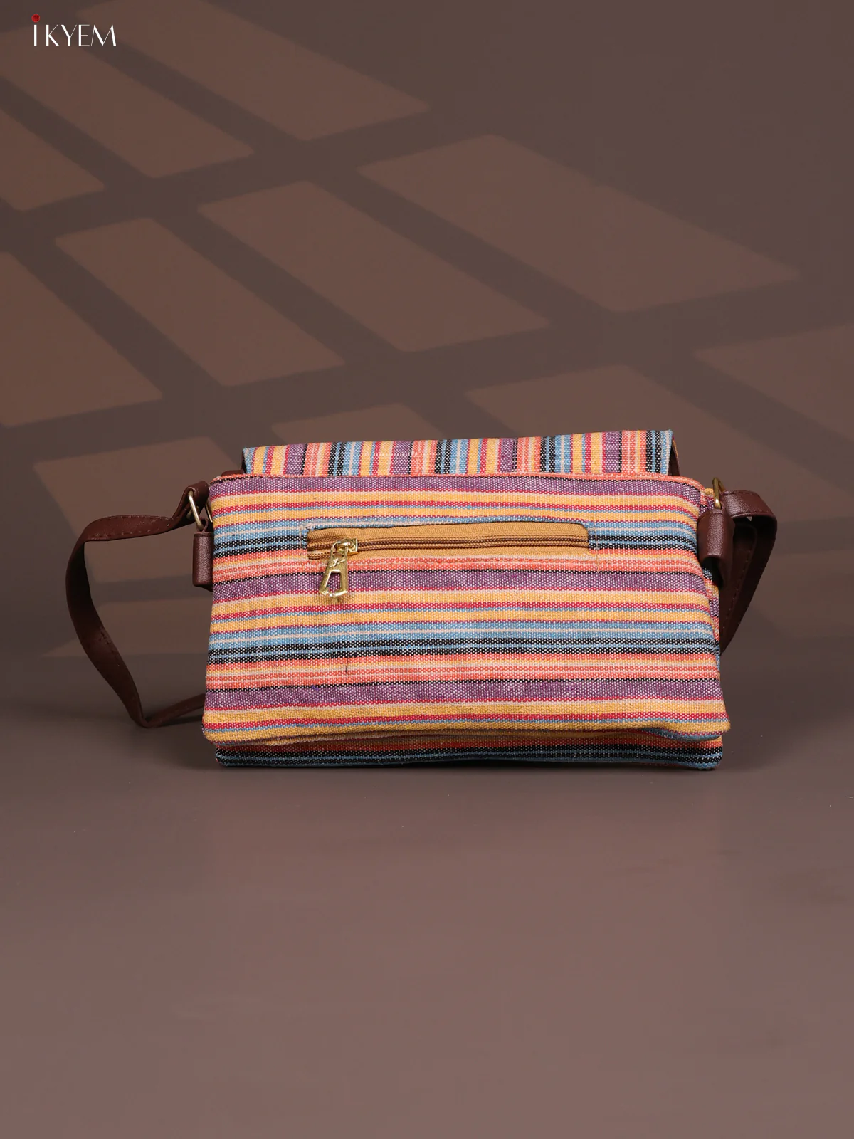 Jacquard Leather Sling Bag Gusset & Flap - Multi Colour - KD26814 - Image 3