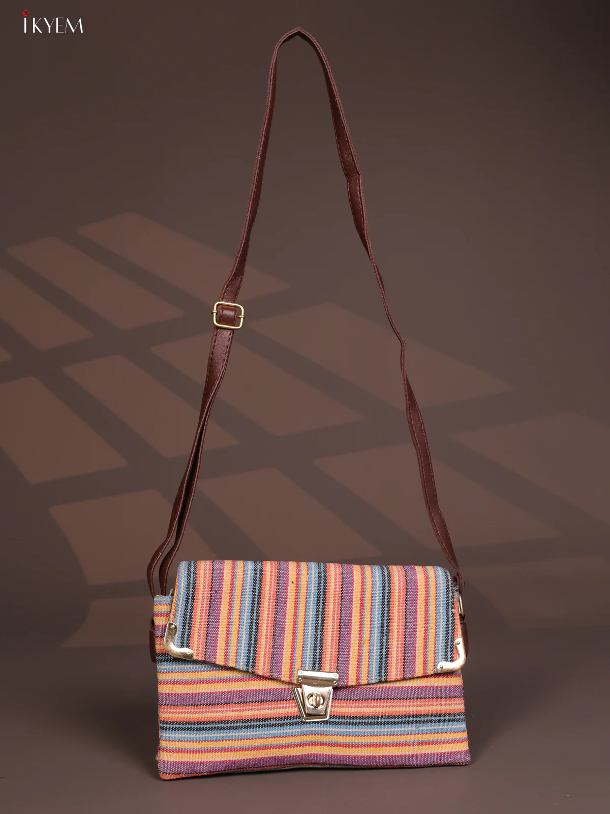 Jacquard Leather Sling Bag Gusset & Flap - Multi Colour - KD26814 - Image 4