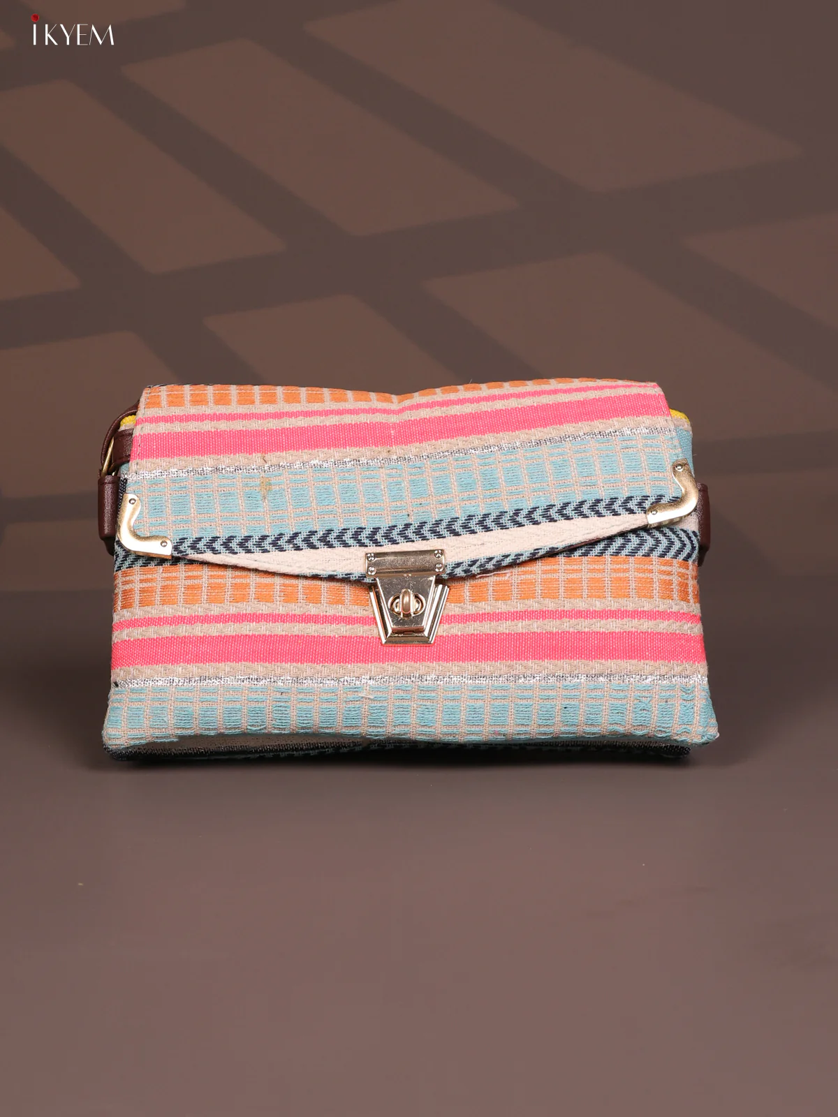 Jacquard Leather Sling Bag Gusset & Flap - Multi colour - KD26816